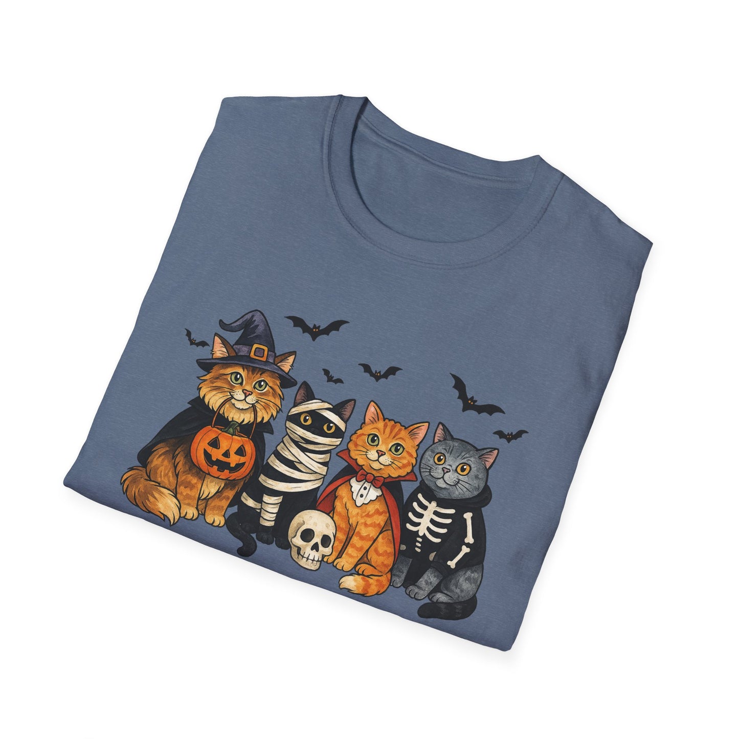 Halloween Cat T-Shirt, Spooky paw Gildan Softstyle Tee