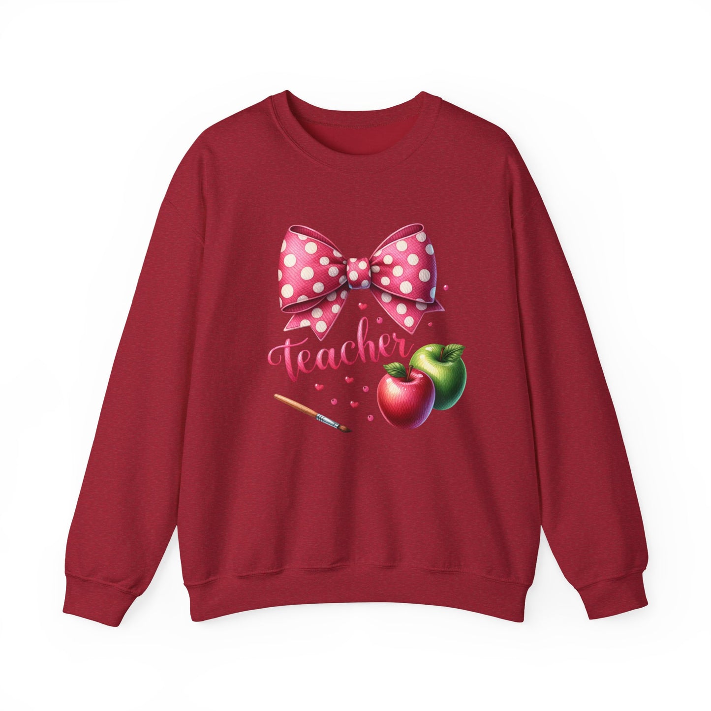 Teacher Polka Dot Bow Gildan Crewneck Sweatshirt