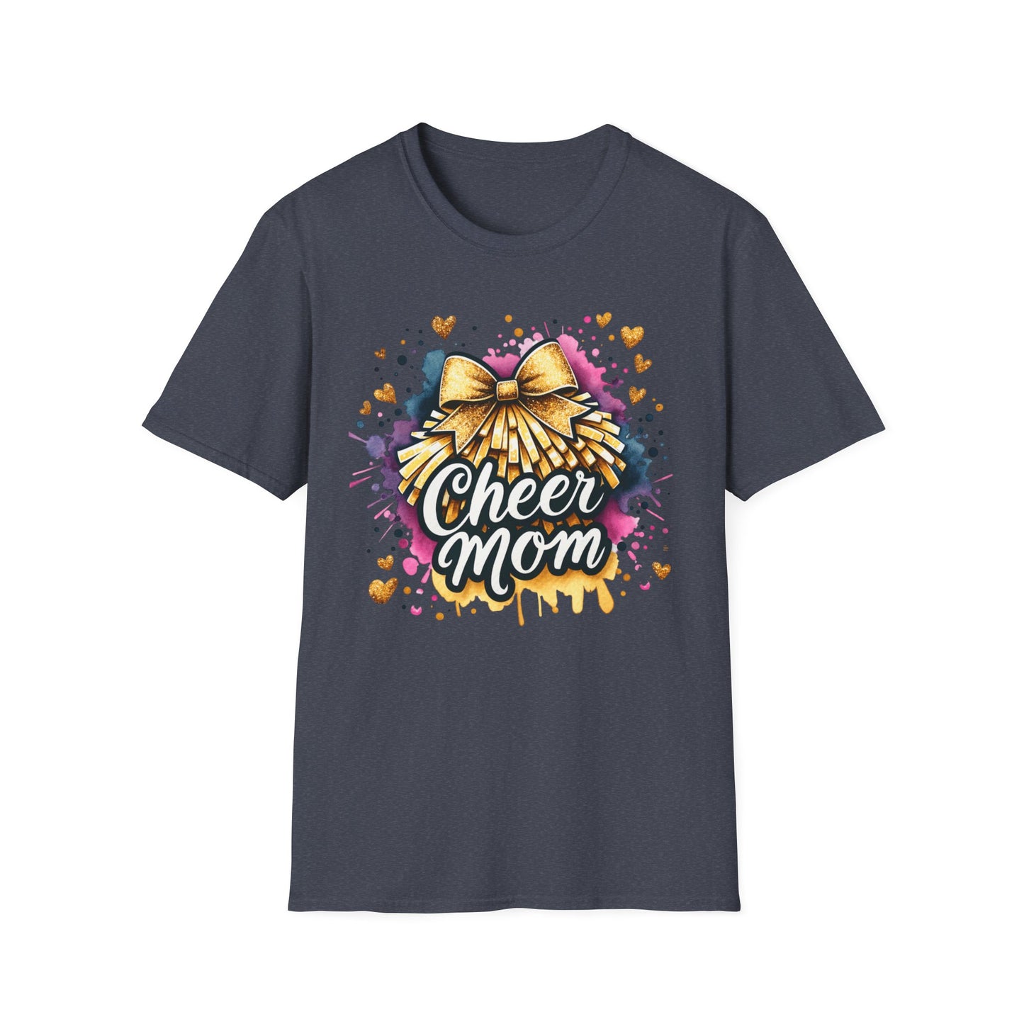 Cheer Mom Gold Bow- Gildan Softstyle Tshirt