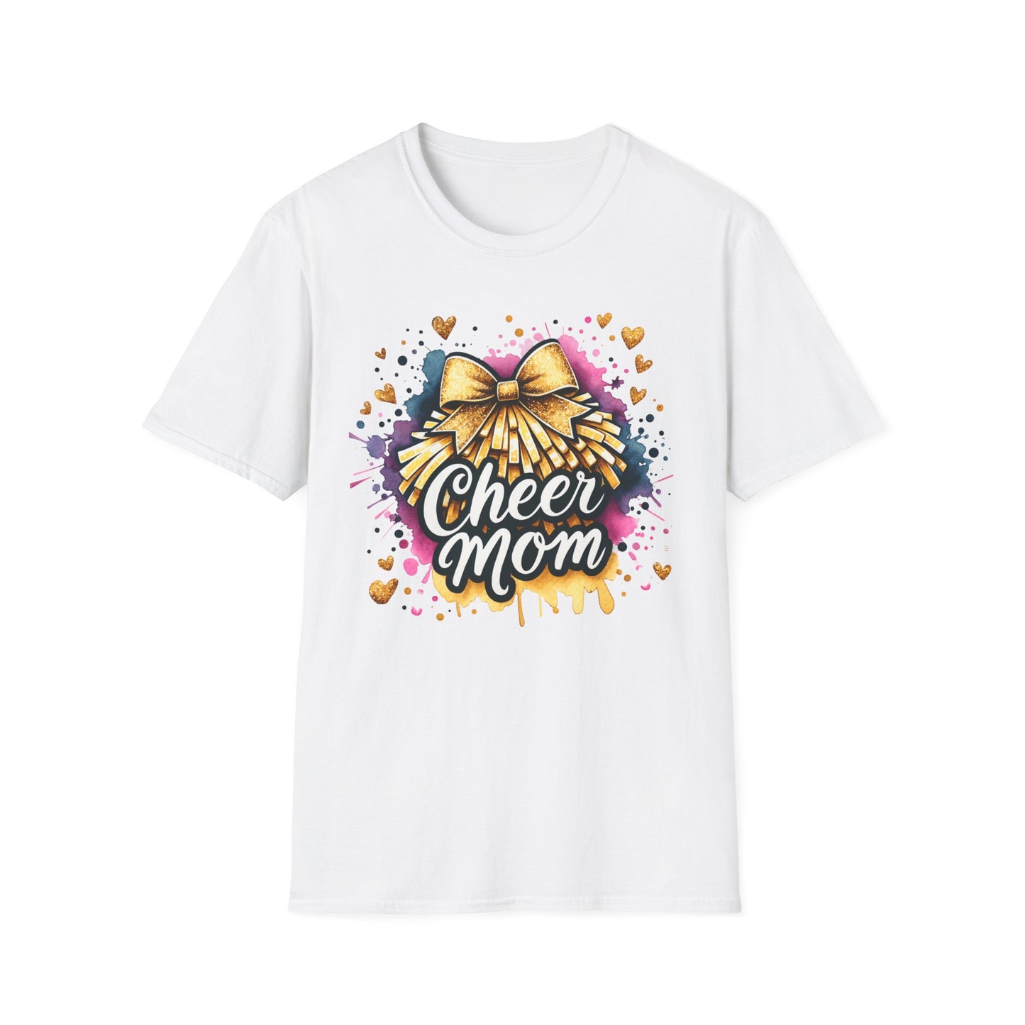 Cheer Mom Gold Bow- Gildan Softstyle Tshirt