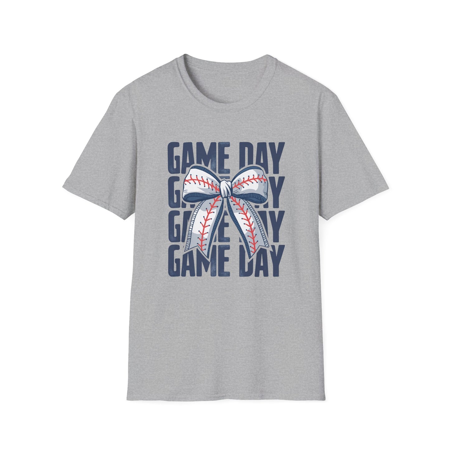 Baseball Game Day Stacked Bow- Gildan Softstyle tee
