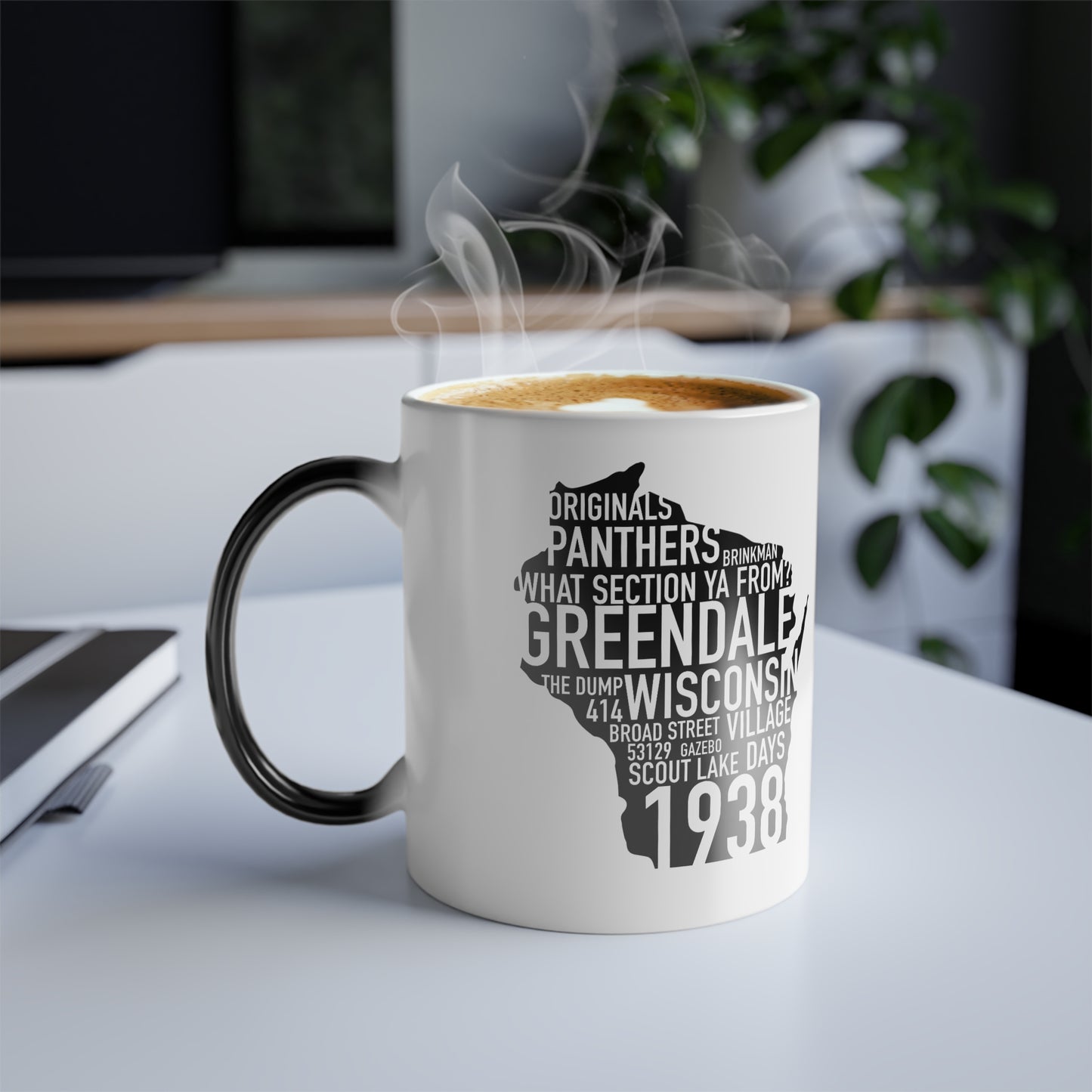 11oz Color Morphing Mug - Greendale Wisconsin word map