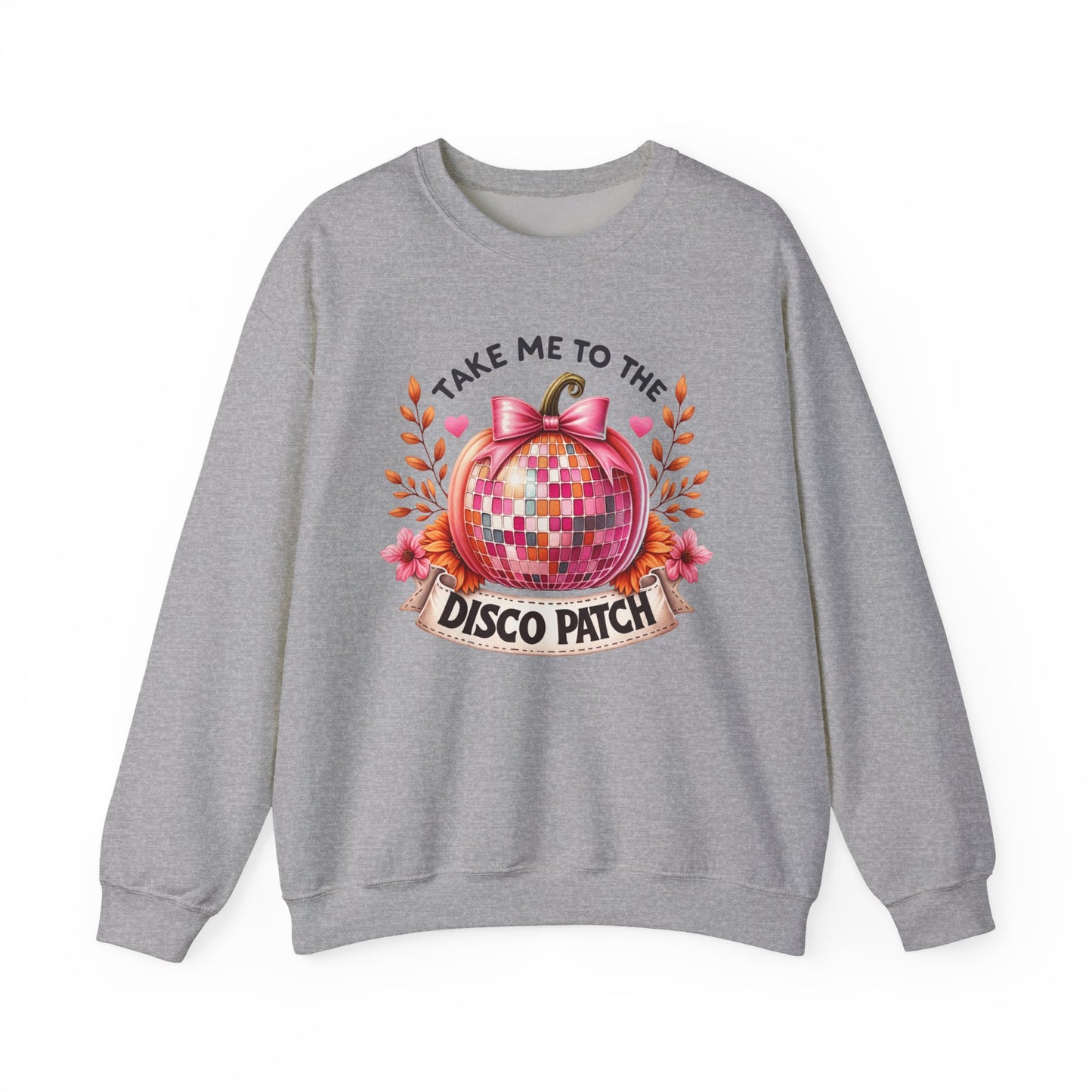 Disco Patch Pumpkin Gildan Crewneck Sweatshirt