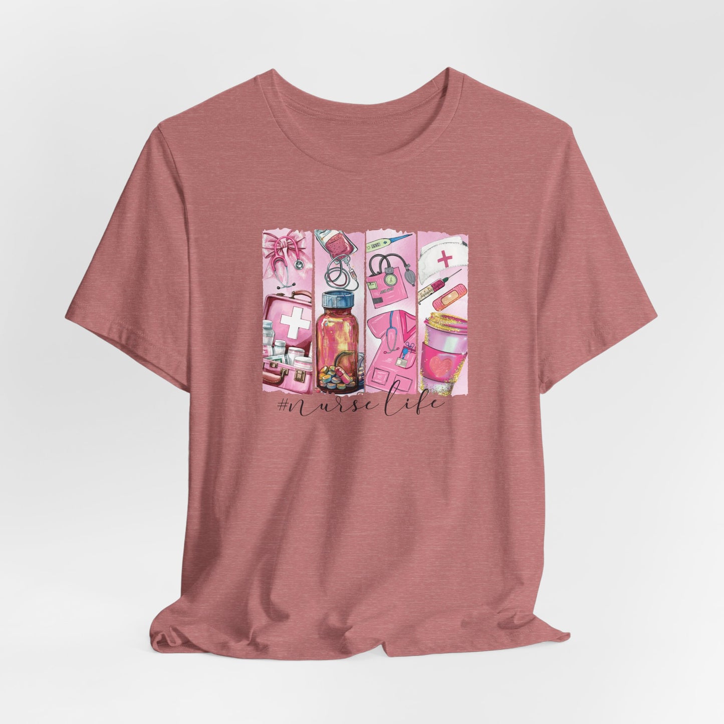 Nurse Life Pink Bella Canvas Tee