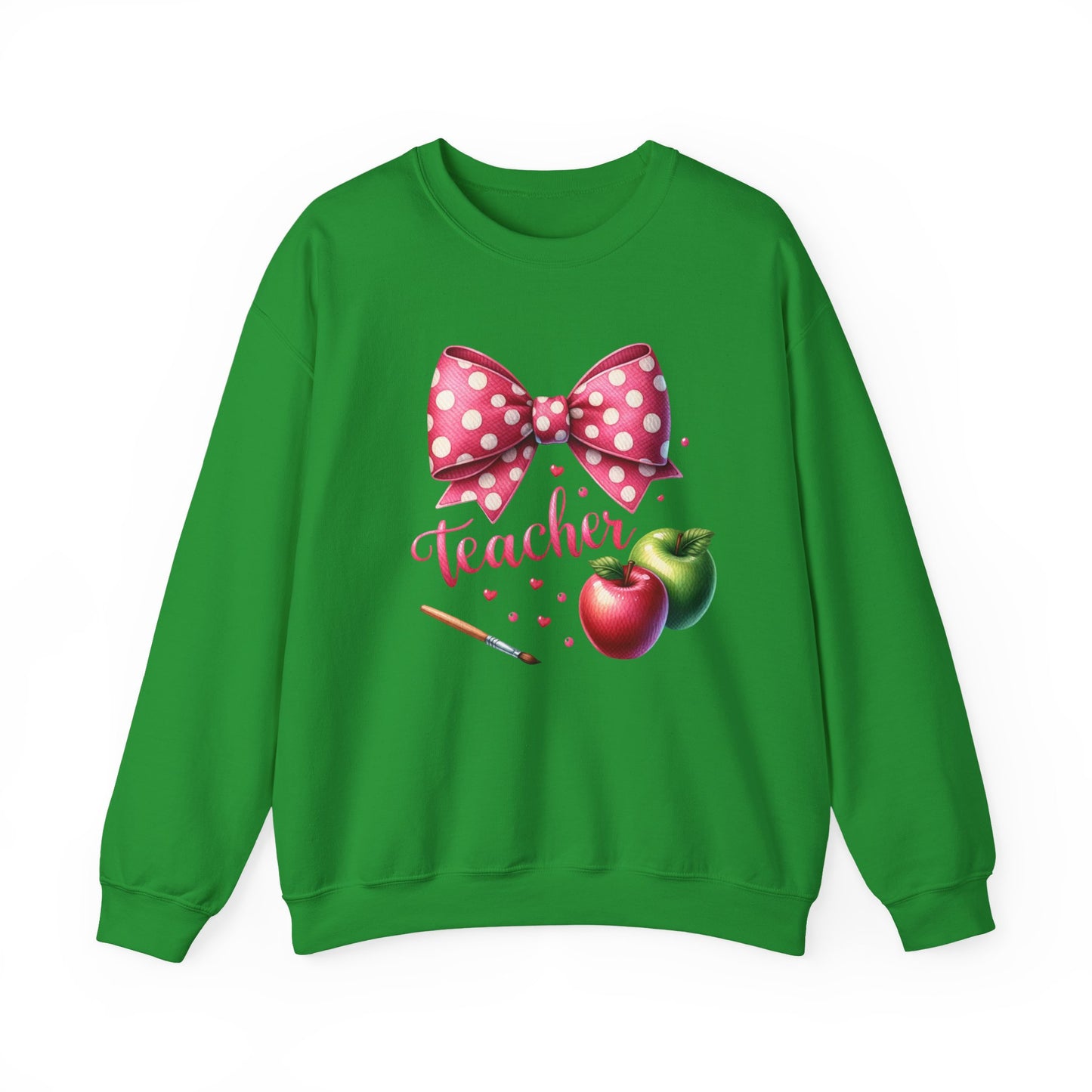 Teacher Polka Dot Bow Gildan Crewneck Sweatshirt