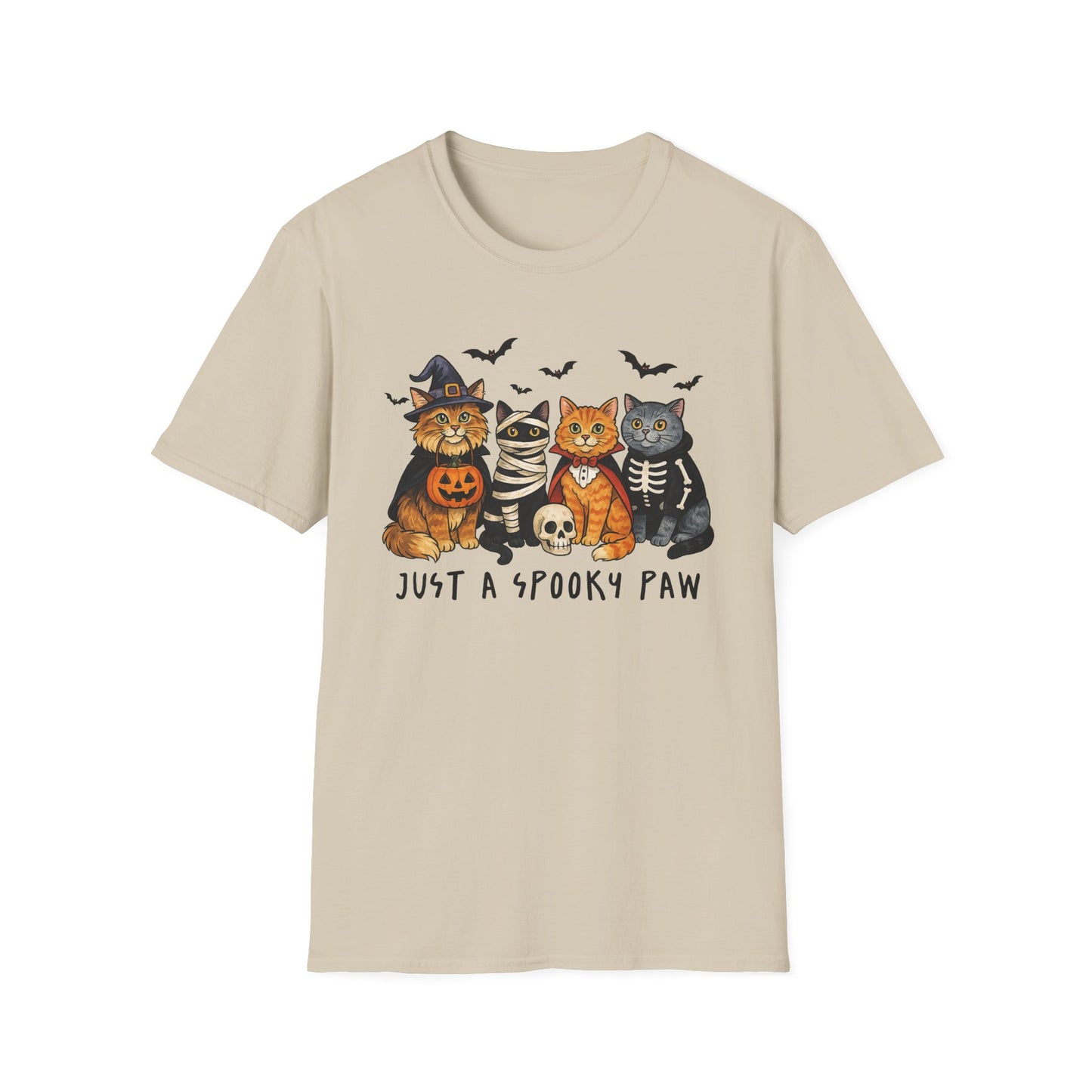 Halloween Cat T-Shirt, Spooky paw Gildan Softstyle Tee