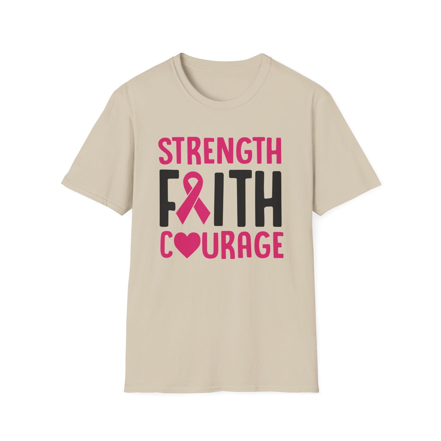 Faith Strength Courage- Cancer - Gildan Softstyle Tshirt