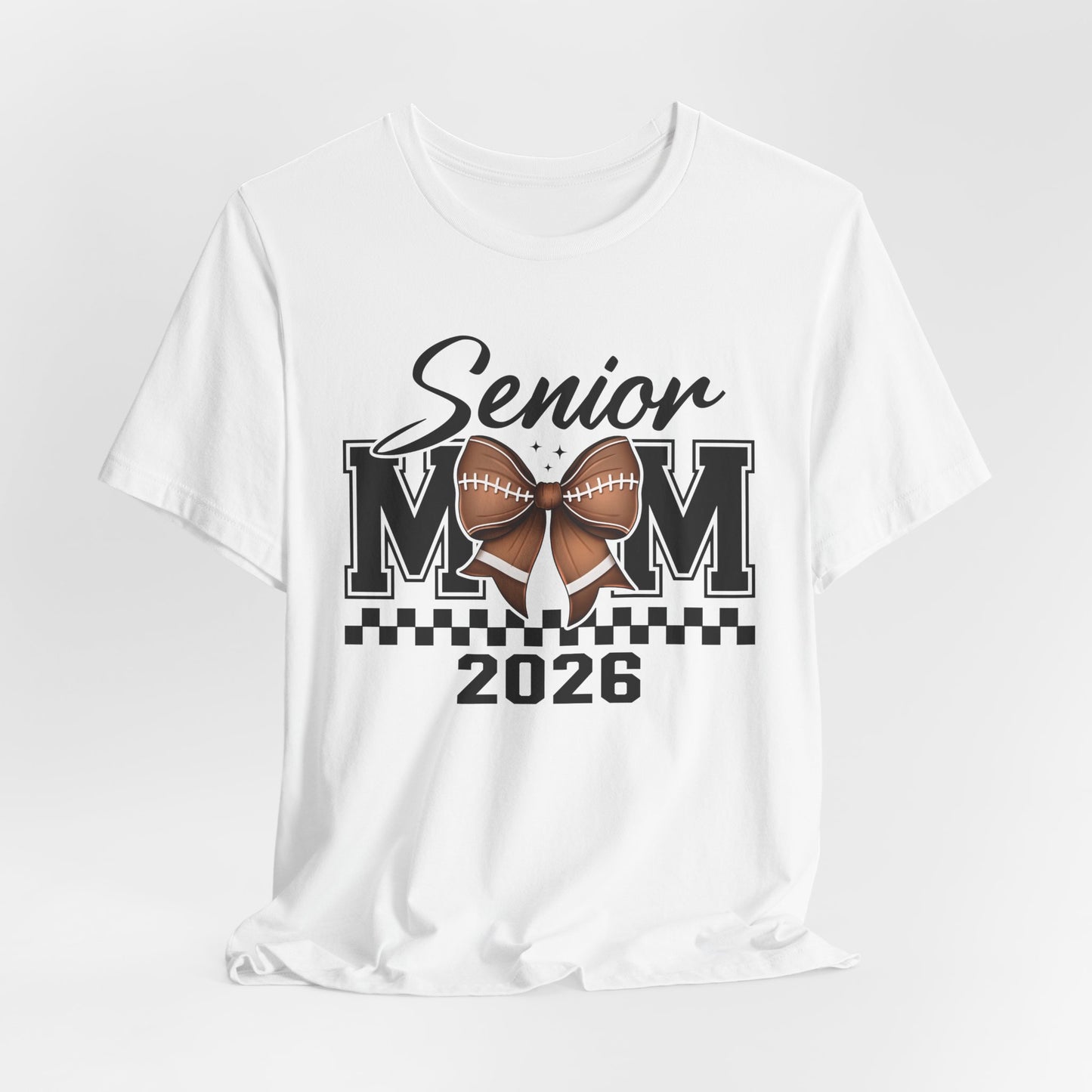 Senior Mom 2026 Football Tee, Unisex Jersey Short Sleeve Tee