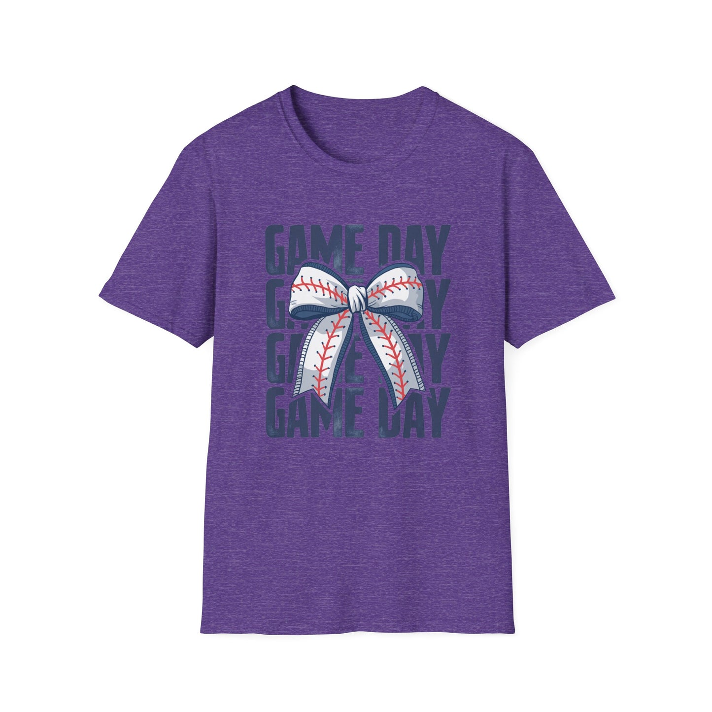 Baseball Game Day Stacked Bow- Gildan Softstyle tee