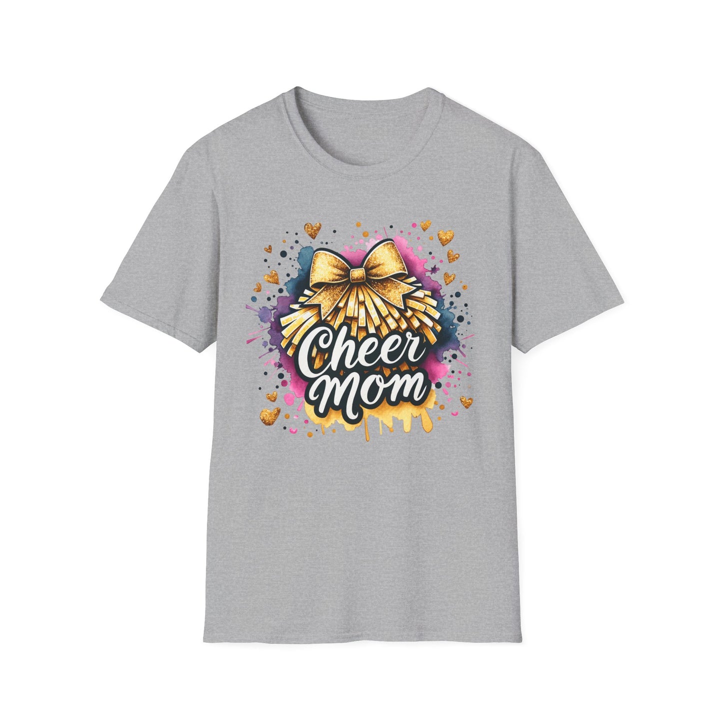 Cheer Mom Gold Bow- Gildan Softstyle Tshirt