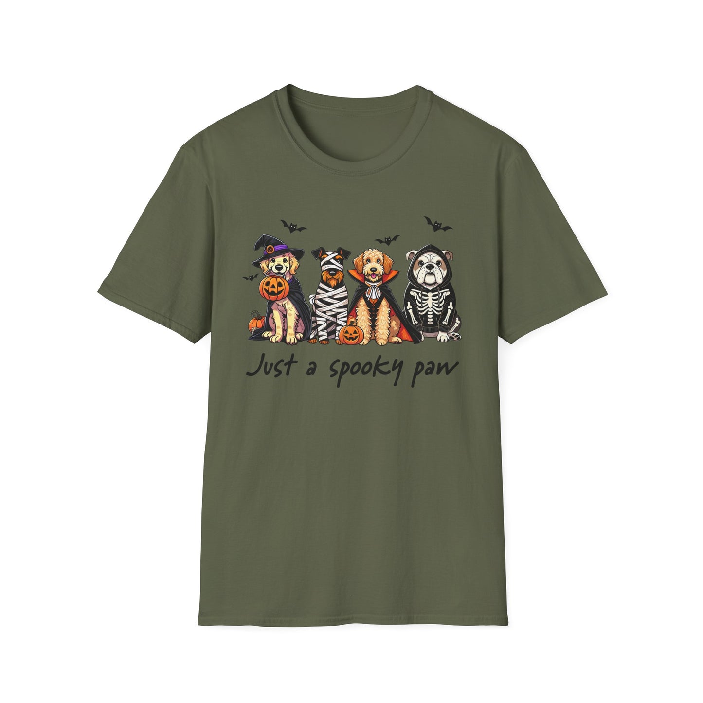 Halloween Dog T-Shirt, Spooky Paw Gildan Softstyle Shirt