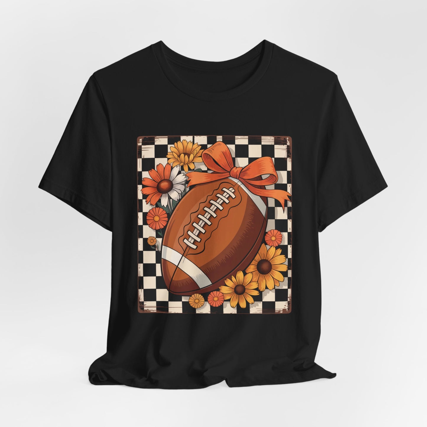 Fall Floral Football Tee, Perfect for Game Days