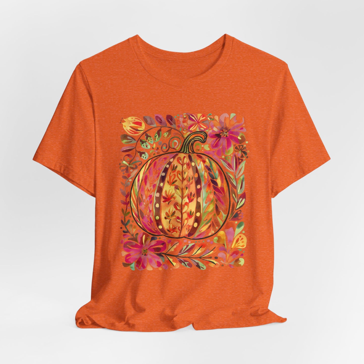 Pumpkin Floral Tee for Fall Celebrations