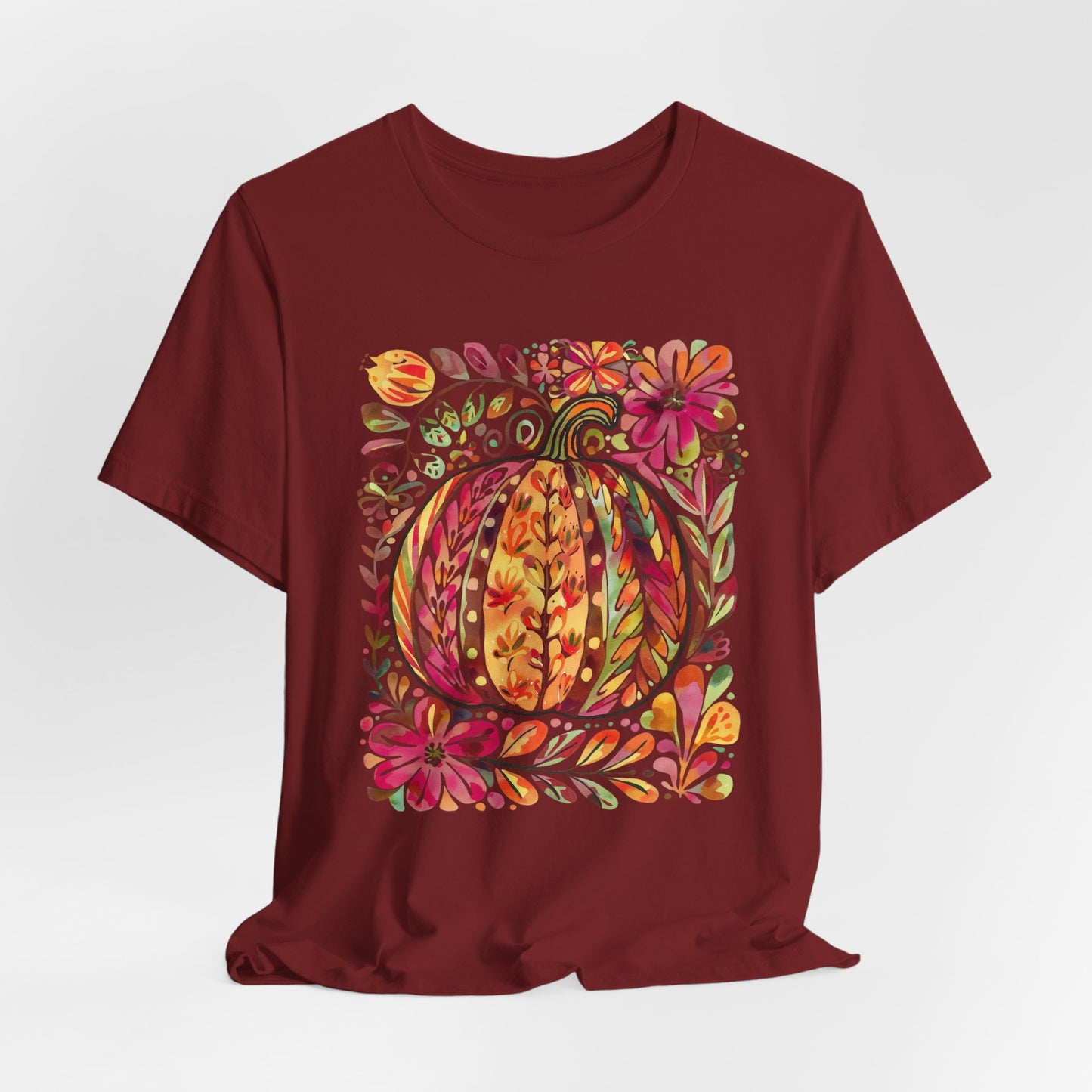 Pumpkin Floral Tee for Fall Celebrations