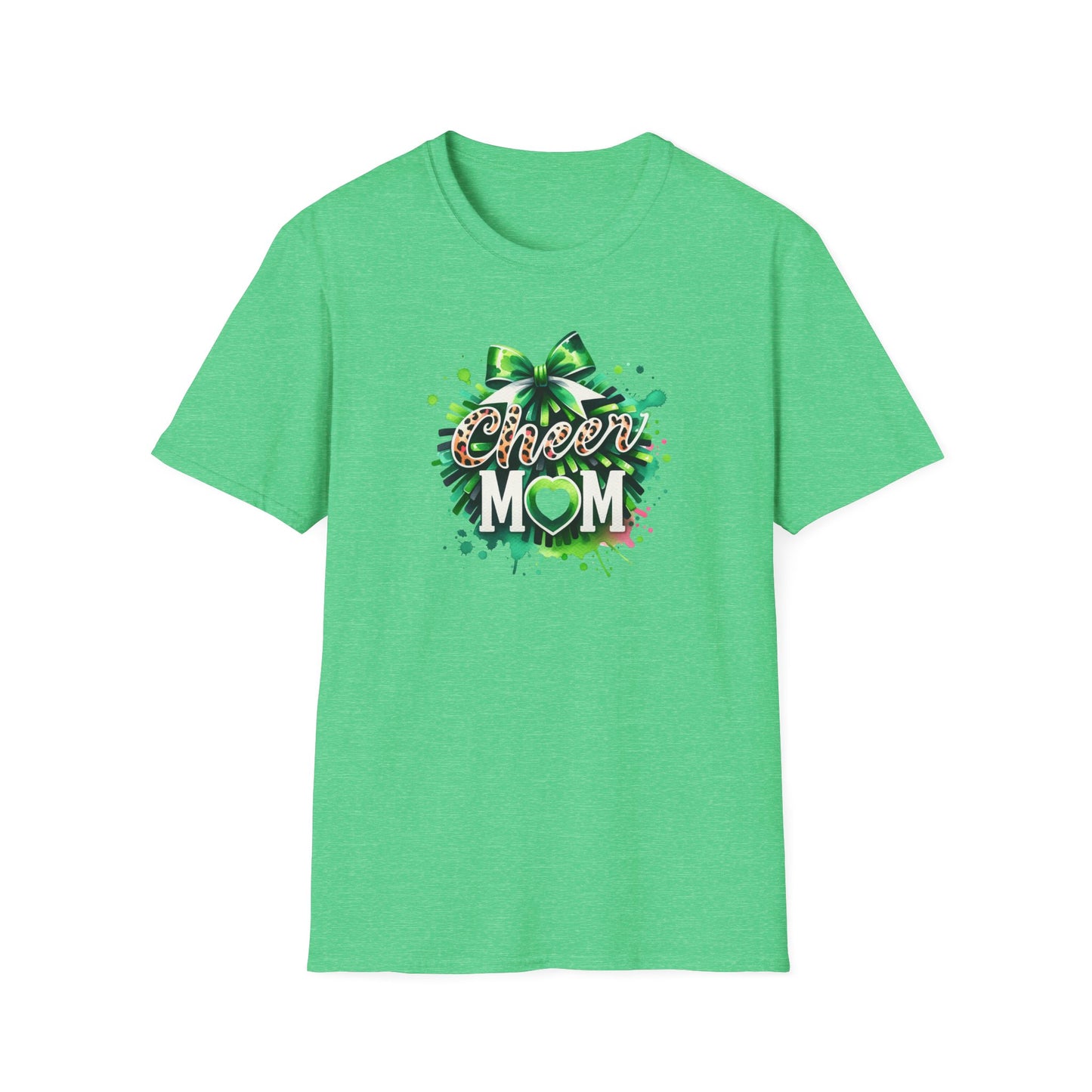 Green Cheer Mom Gildan Softstyle Tshirt