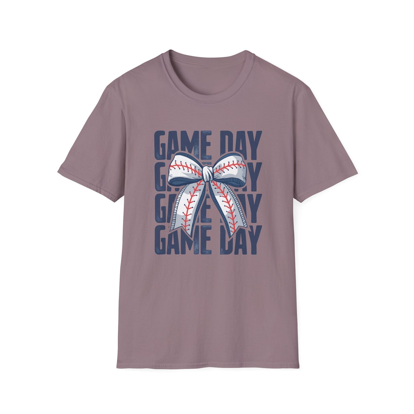 Baseball Game Day Stacked Bow- Gildan Softstyle tee