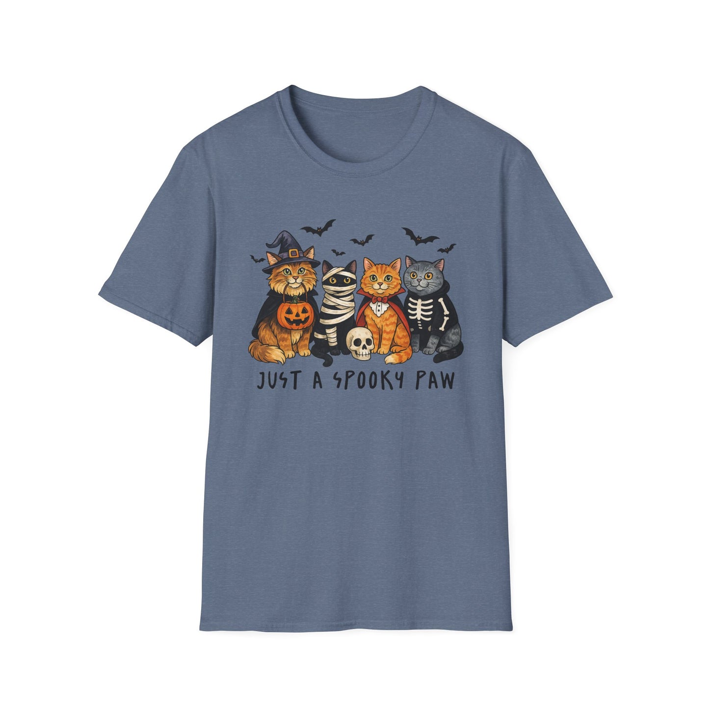 Halloween Cat T-Shirt, Spooky paw Gildan Softstyle Tee