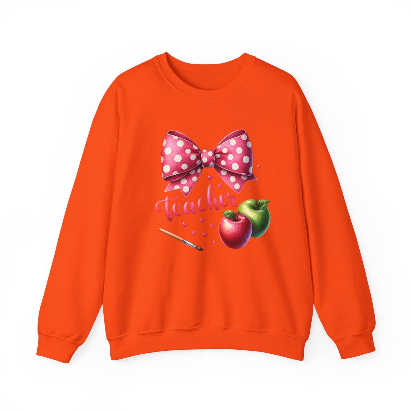 Teacher Polka Dot Bow Gildan Crewneck Sweatshirt