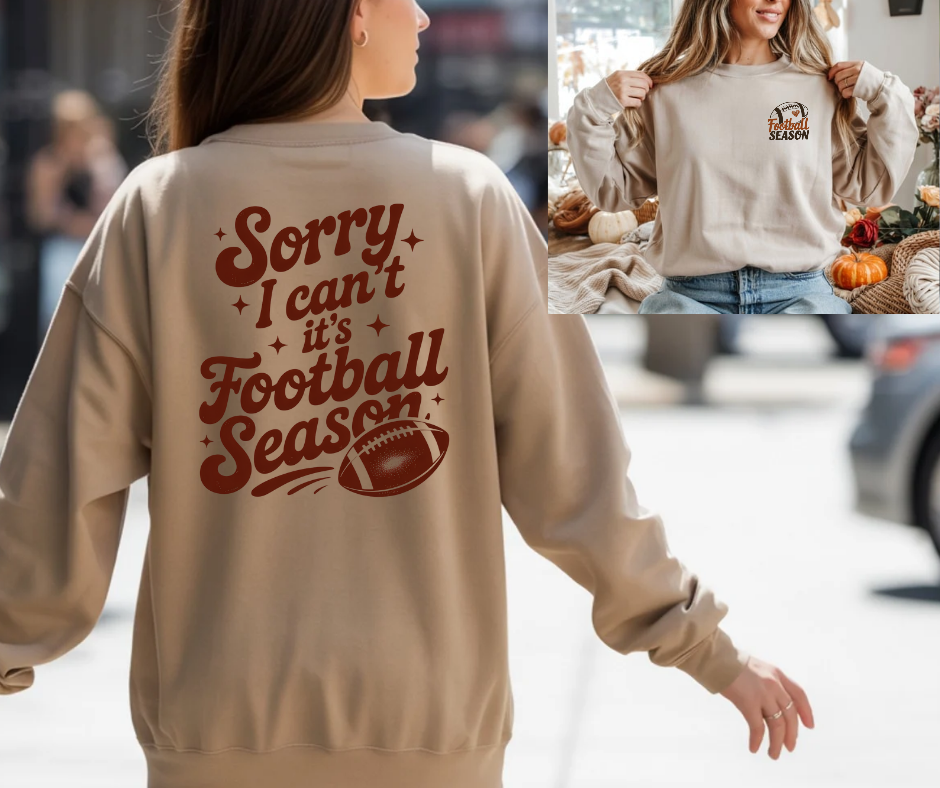 Football Season Sweatshirt, Front and Back Unisex Crewneck