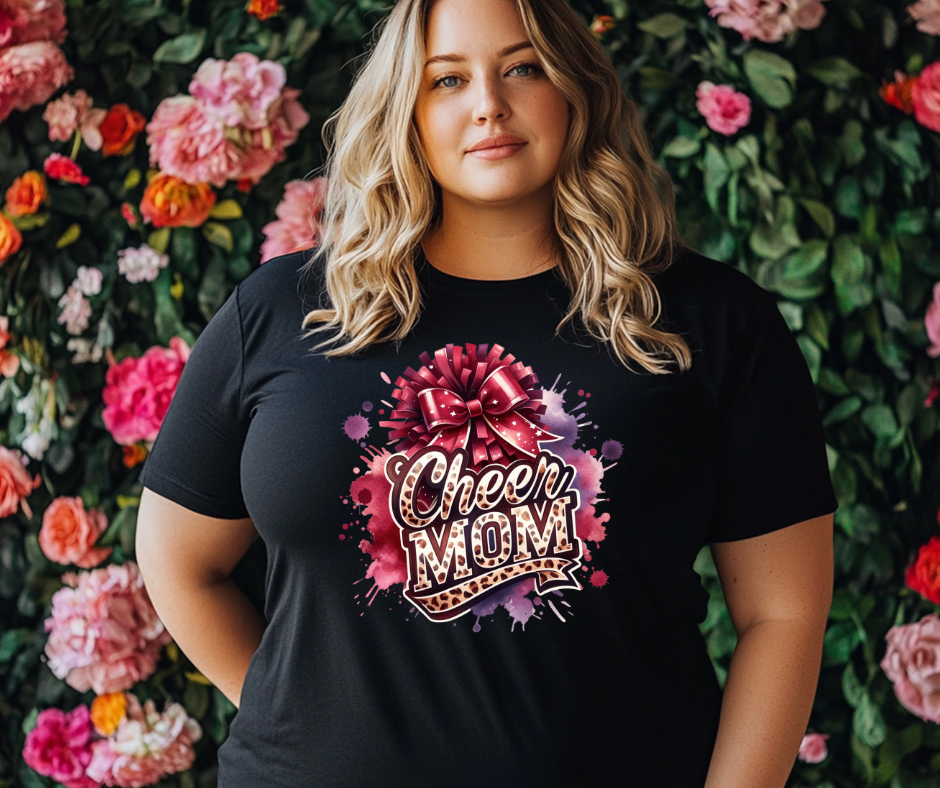 Cheer Mom Cheetah Print Gildan Softstyle Tshirt