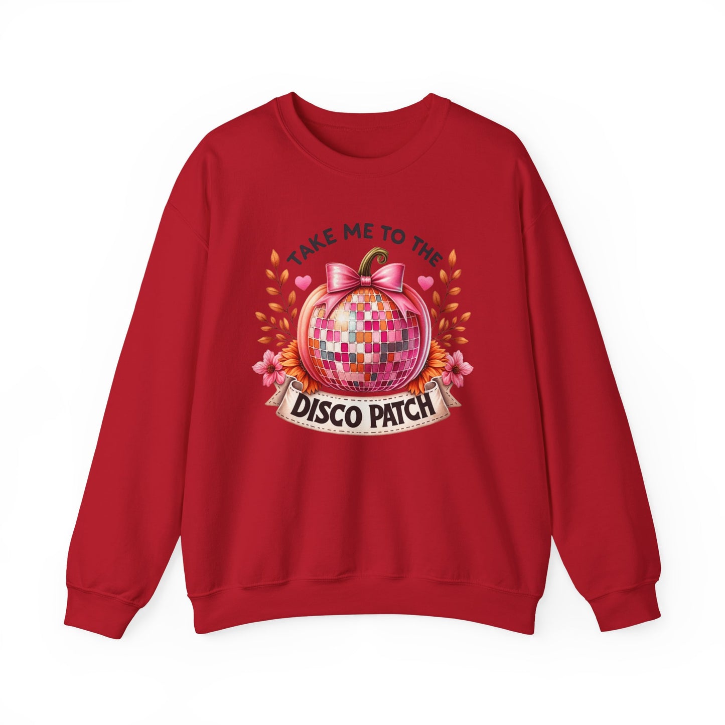 Disco Patch Pumpkin Gildan Crewneck Sweatshirt
