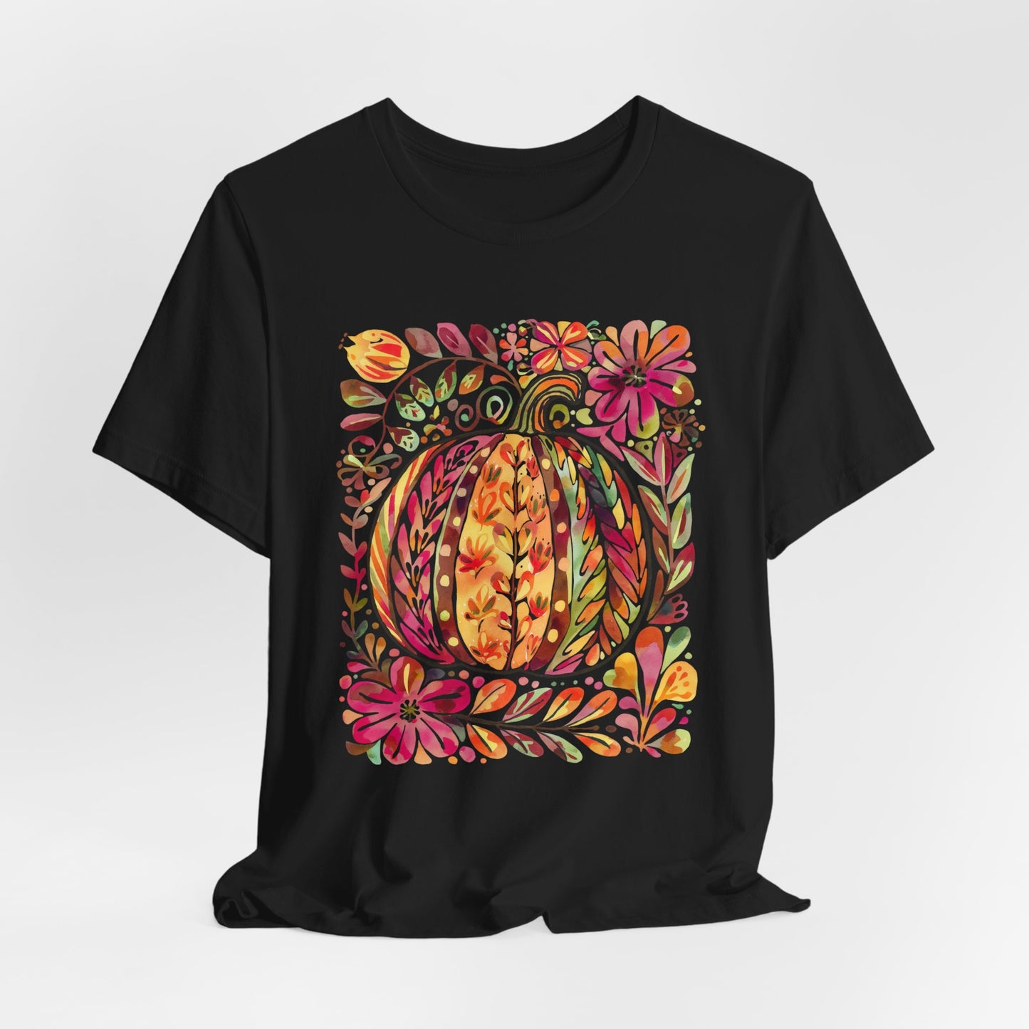 Pumpkin Floral Tee for Fall Celebrations