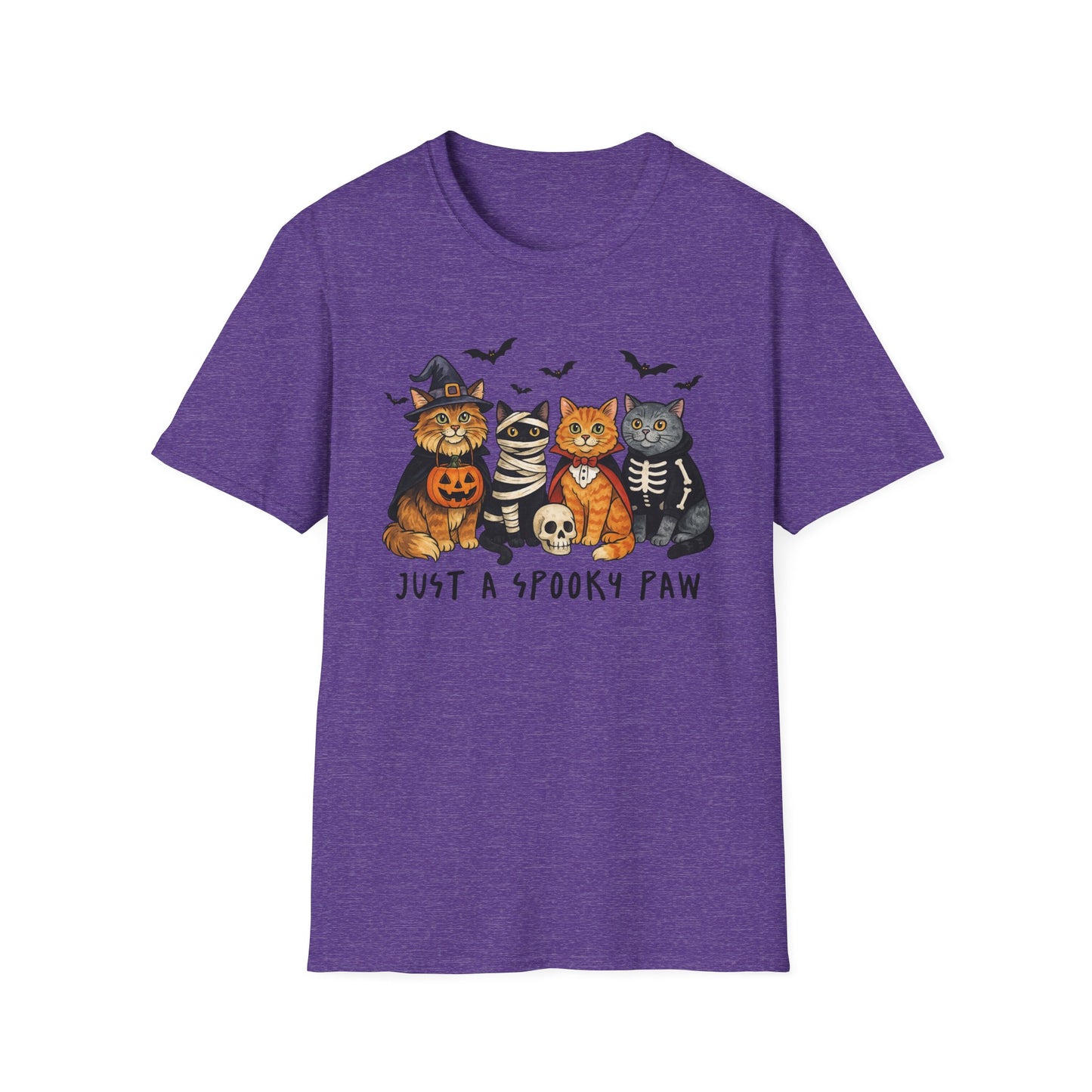 Halloween Cat T-Shirt, Spooky paw Gildan Softstyle Tee