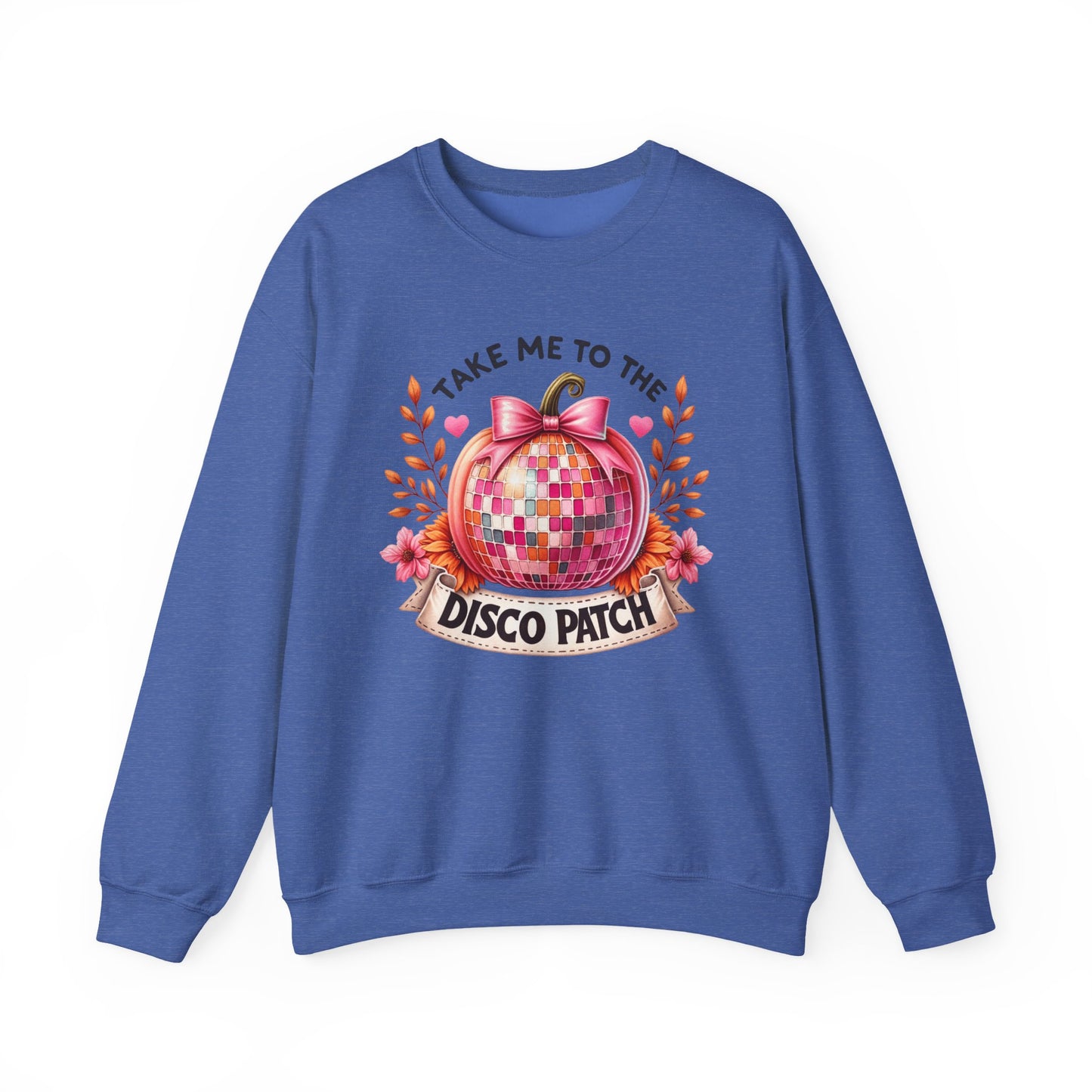 Disco Patch Pumpkin Gildan Crewneck Sweatshirt
