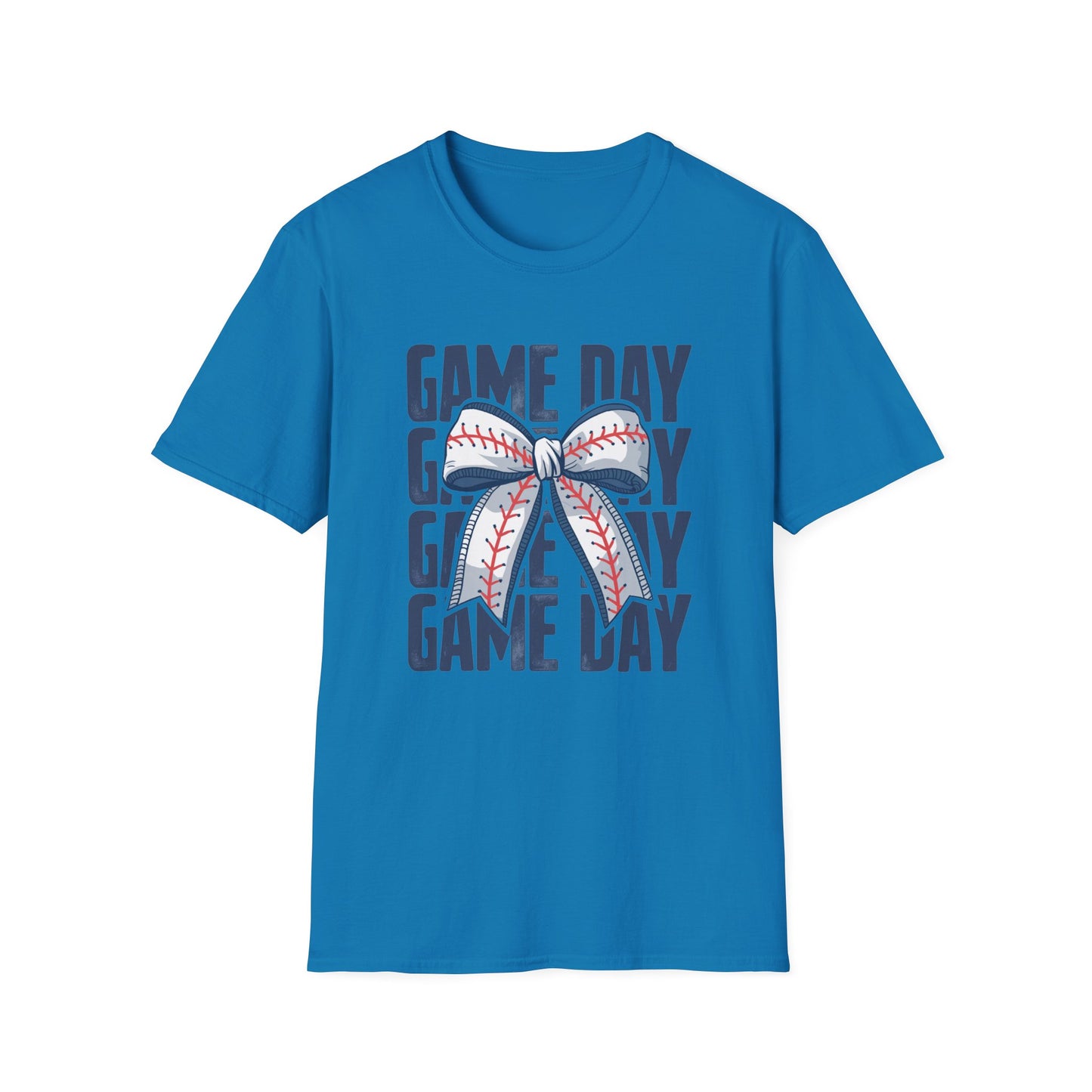 Baseball Game Day Stacked Bow- Gildan Softstyle tee