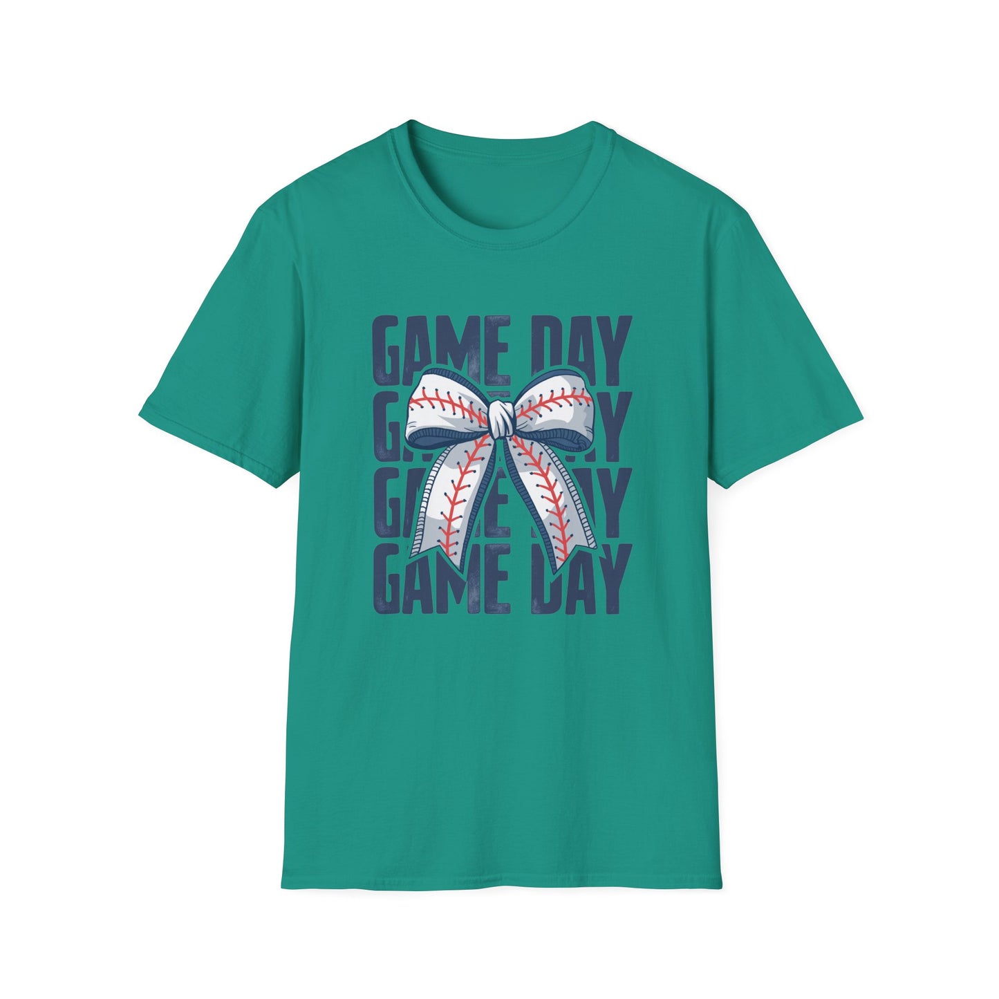 Baseball Game Day Stacked Bow- Gildan Softstyle tee