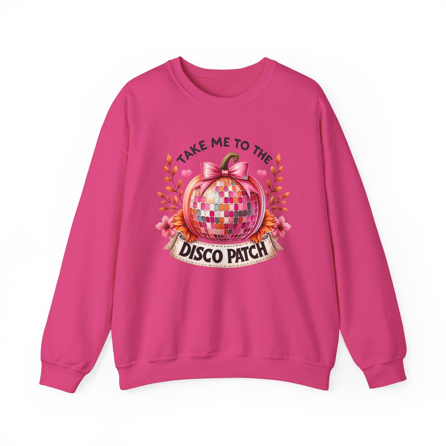Disco Patch Pumpkin Gildan Crewneck Sweatshirt