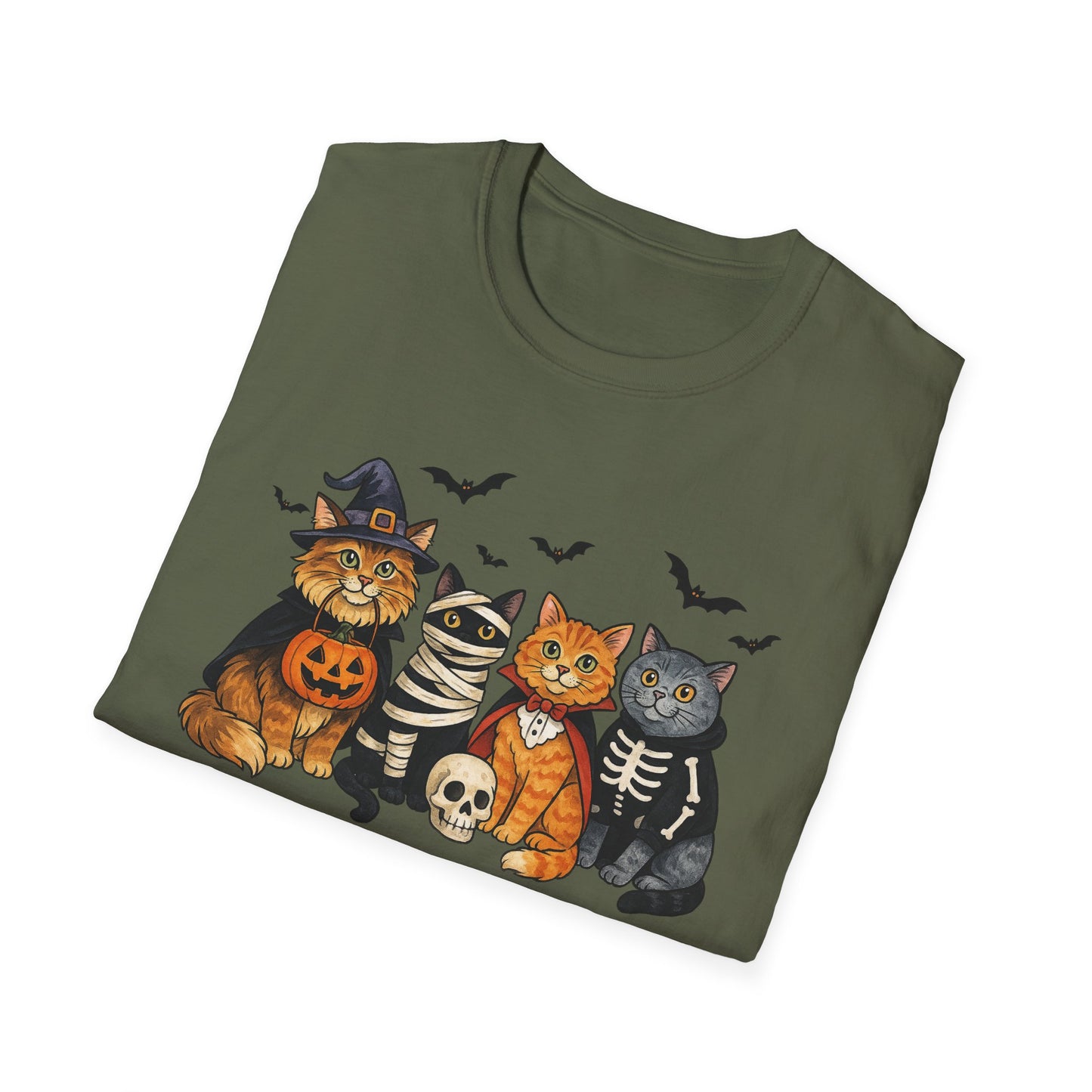 Halloween Cat T-Shirt, Spooky paw Gildan Softstyle Tee