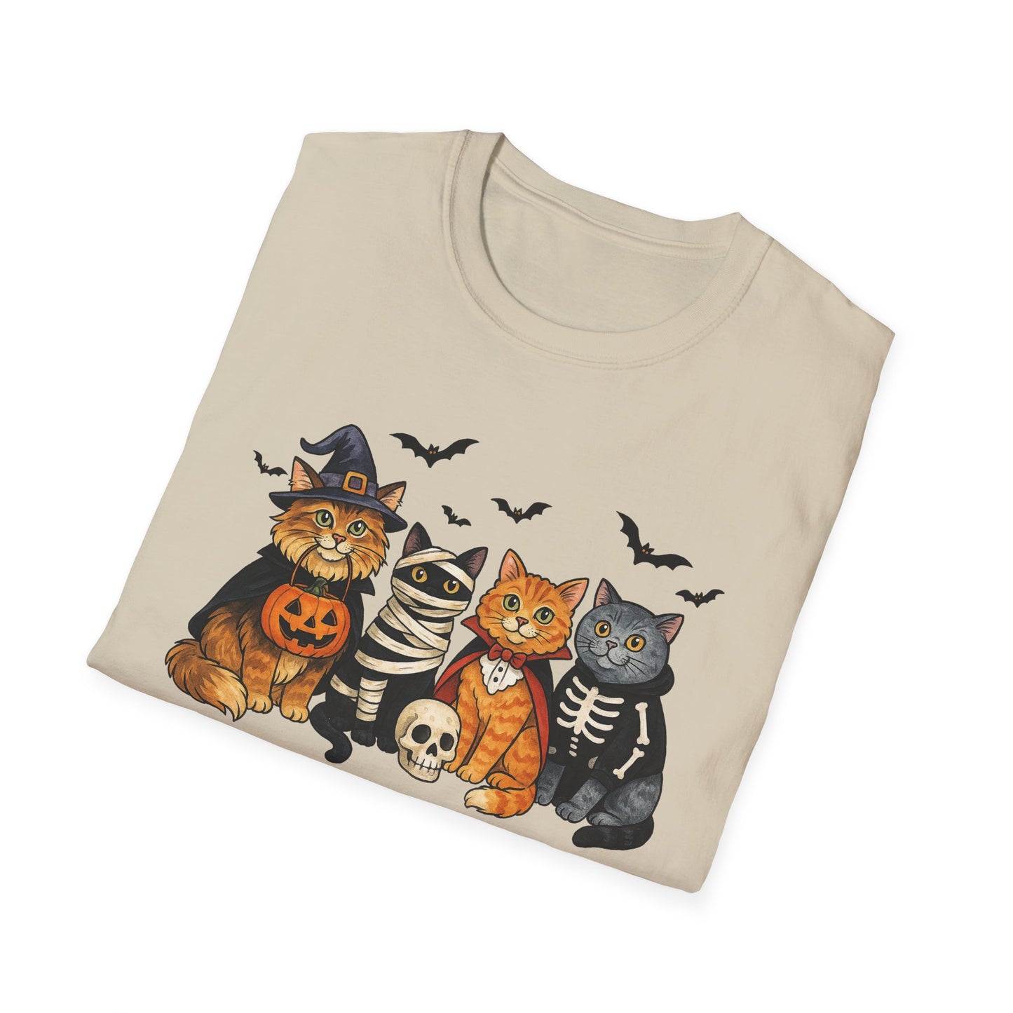 Halloween Cat T-Shirt, Spooky paw Gildan Softstyle Tee