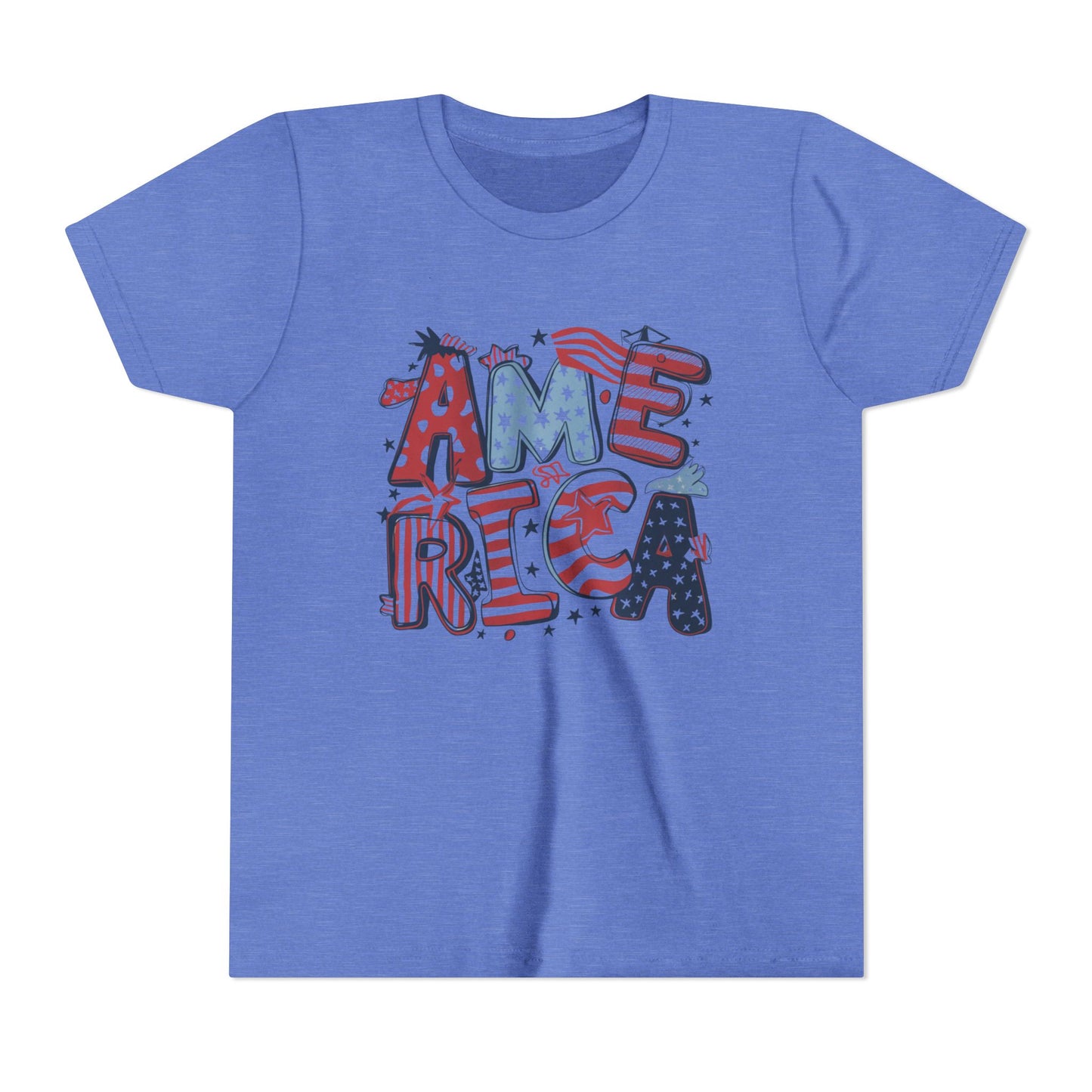Patriotic Youth Short Sleeve Tee - America Design for 4th of July & Celebrations
