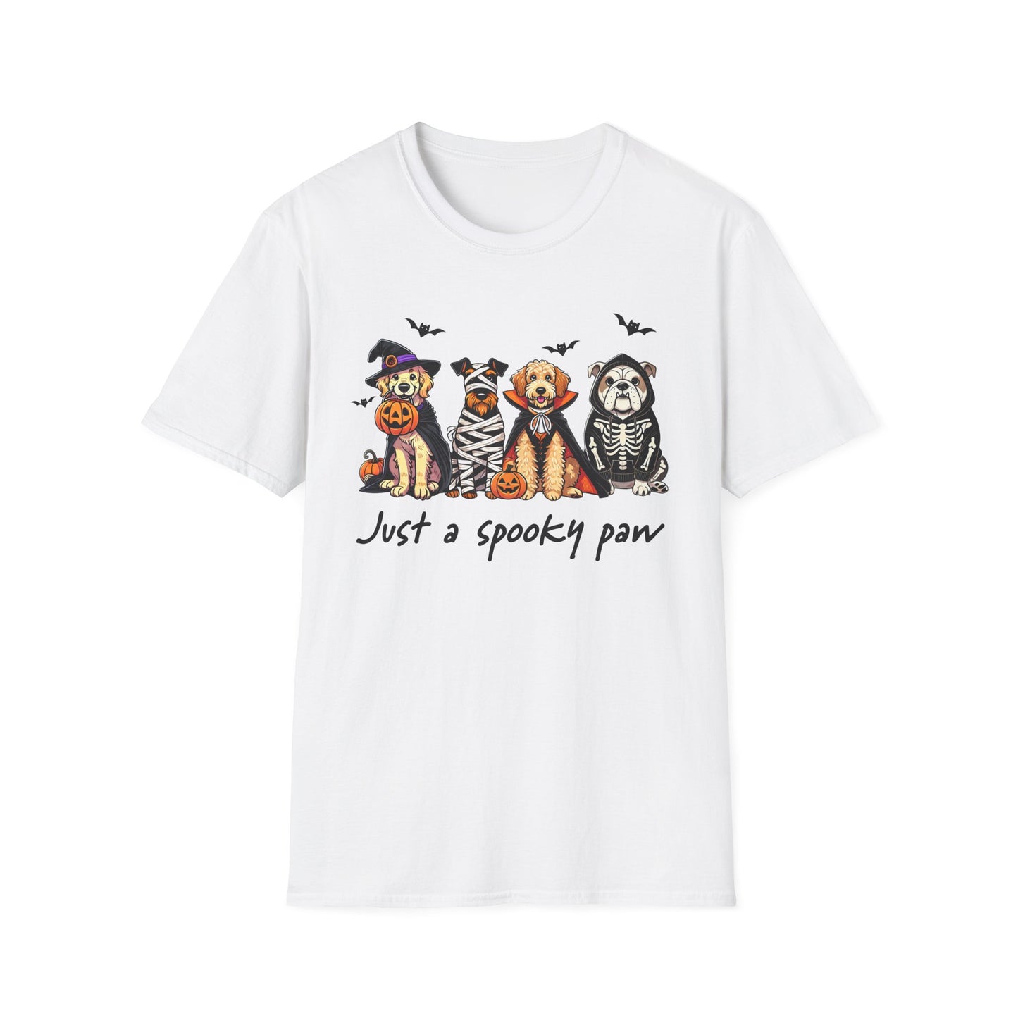 Halloween Dog T-Shirt, Spooky Paw Gildan Softstyle Shirt