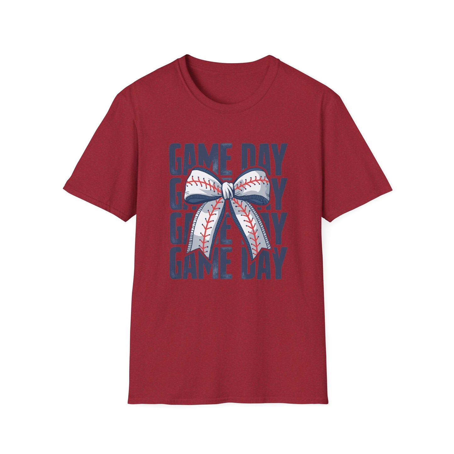 Baseball Game Day Stacked Bow- Gildan Softstyle tee