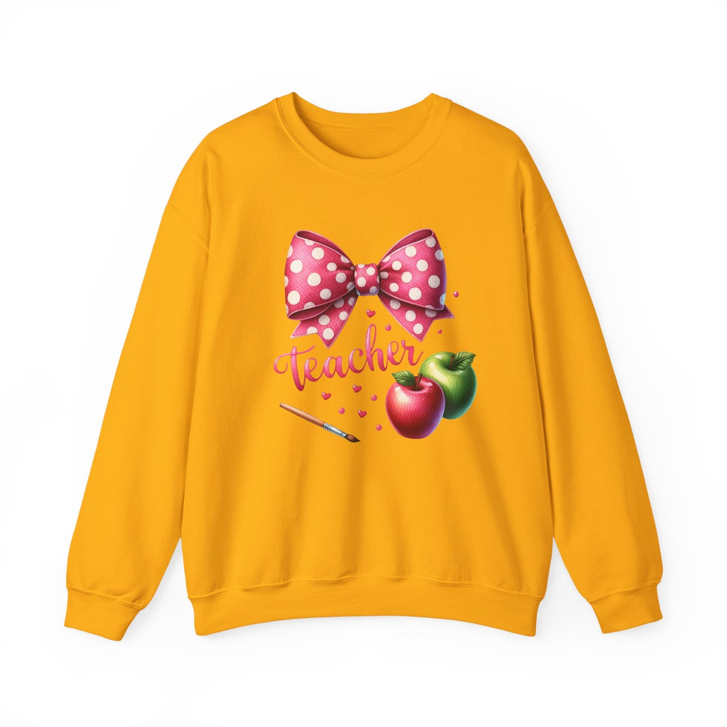 Teacher Polka Dot Bow Gildan Crewneck Sweatshirt