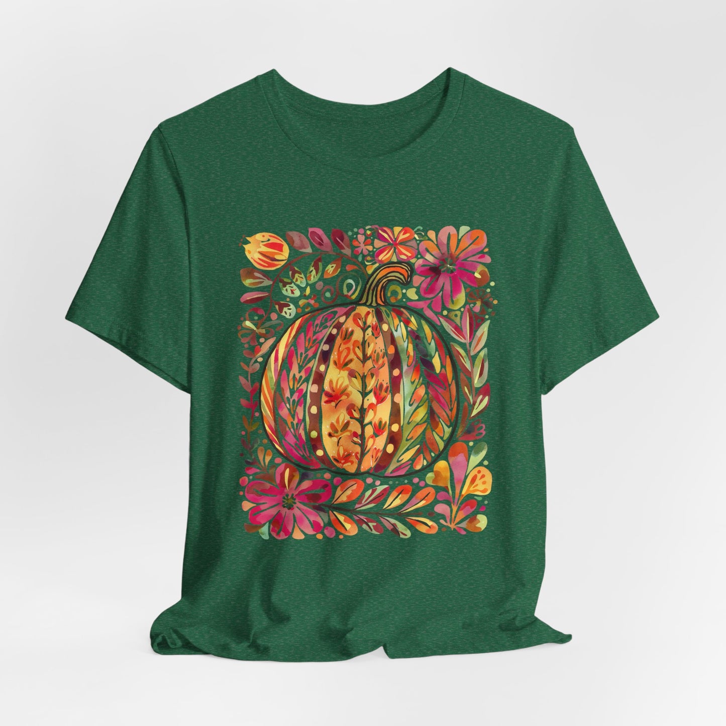 Pumpkin Floral Tee for Fall Celebrations