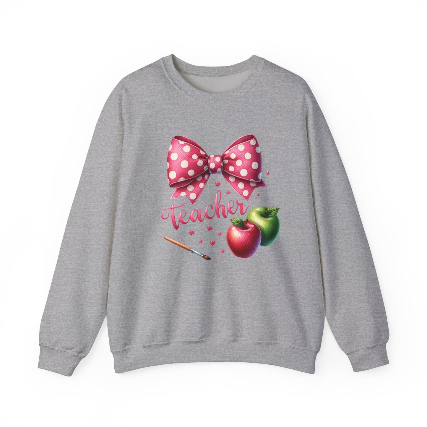 Teacher Polka Dot Bow Gildan Crewneck Sweatshirt