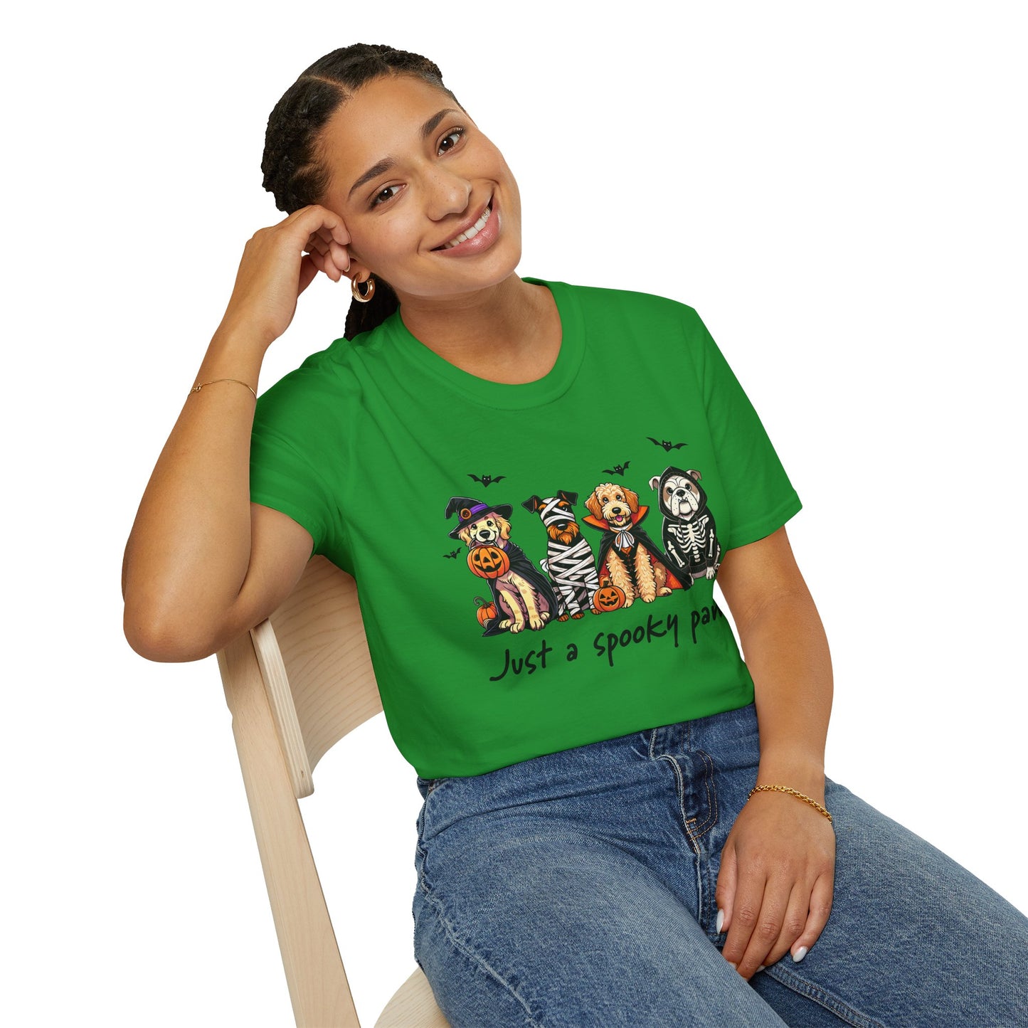 Halloween Dog T-Shirt, Spooky Paw Gildan Softstyle Shirt