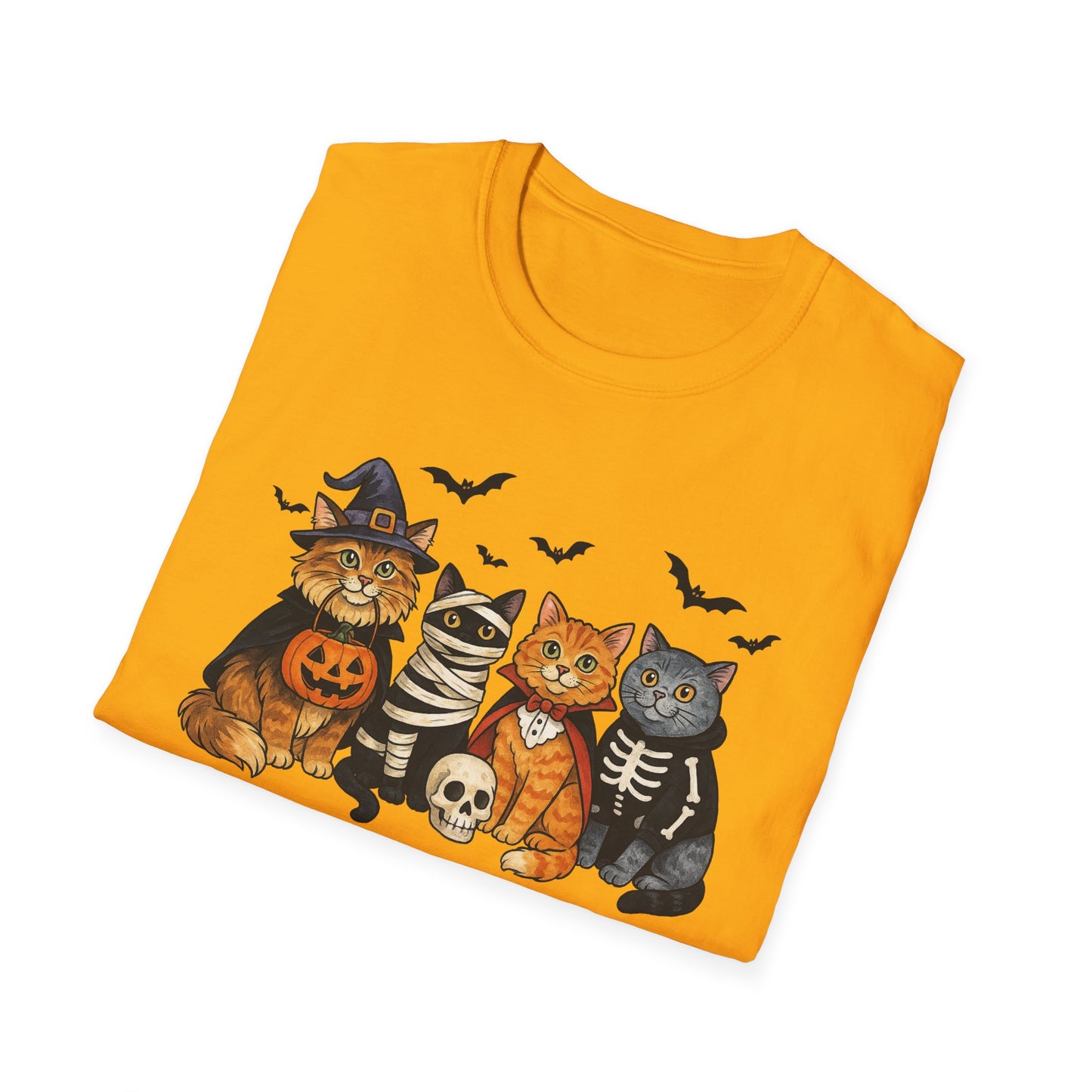 Halloween Cat T-Shirt, Spooky paw Gildan Softstyle Tee