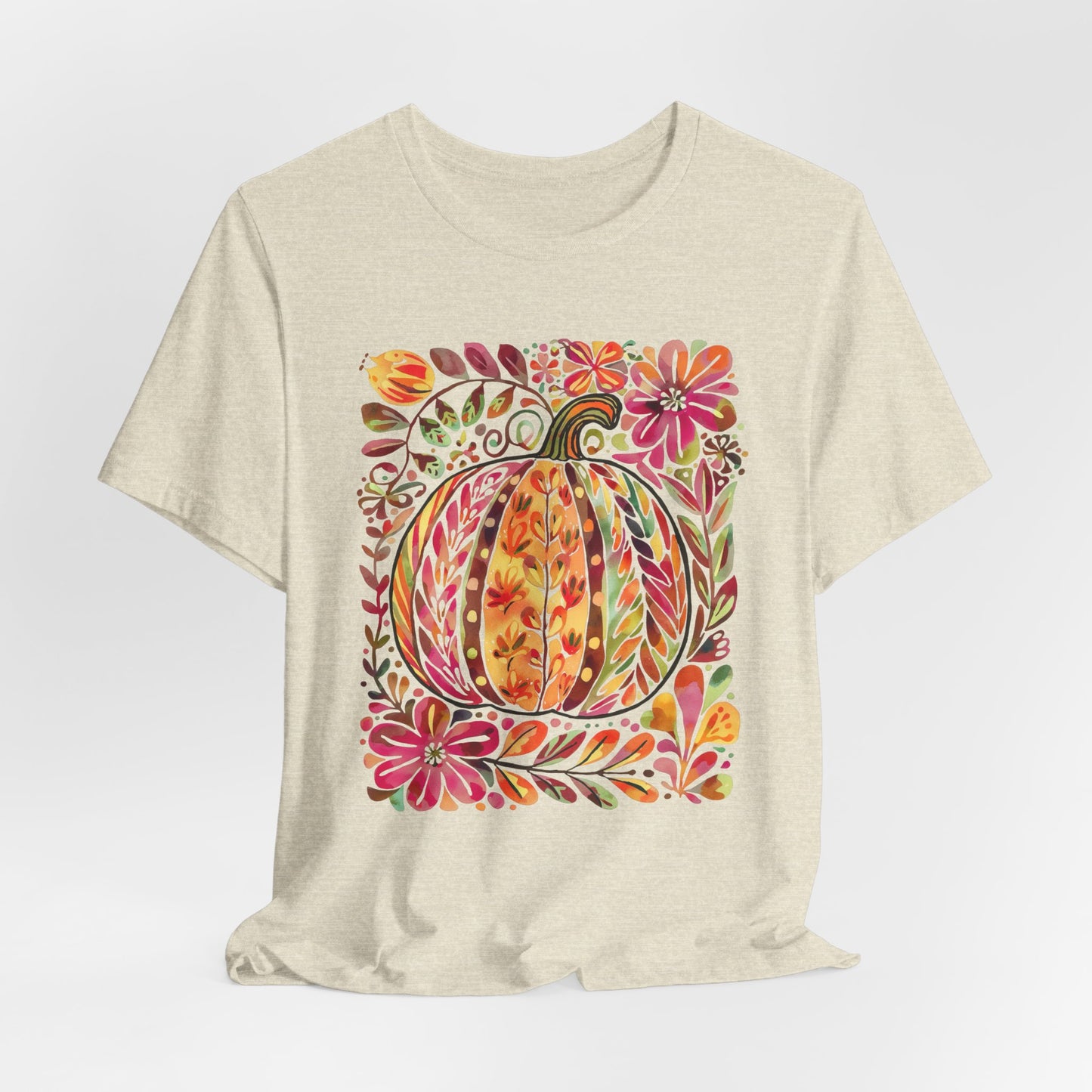 Pumpkin Floral Tee for Fall Celebrations