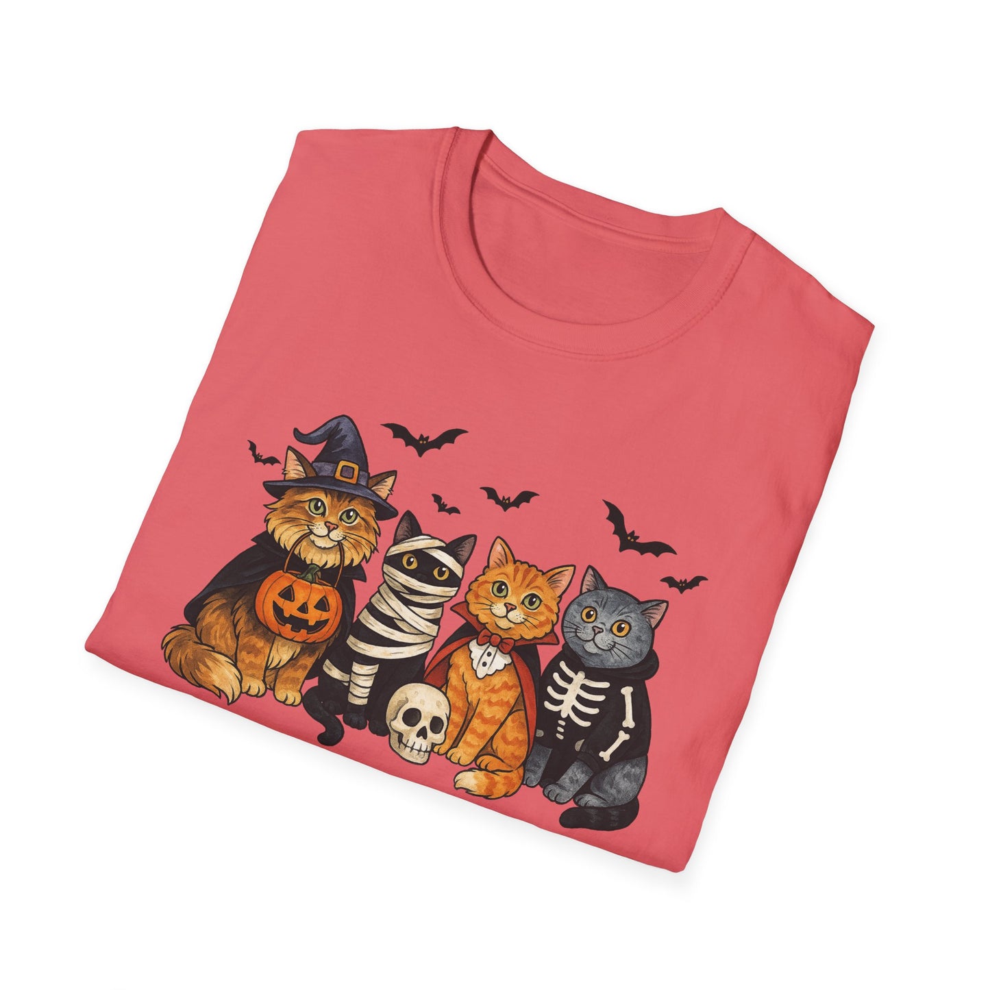 Halloween Cat T-Shirt, Spooky paw Gildan Softstyle Tee