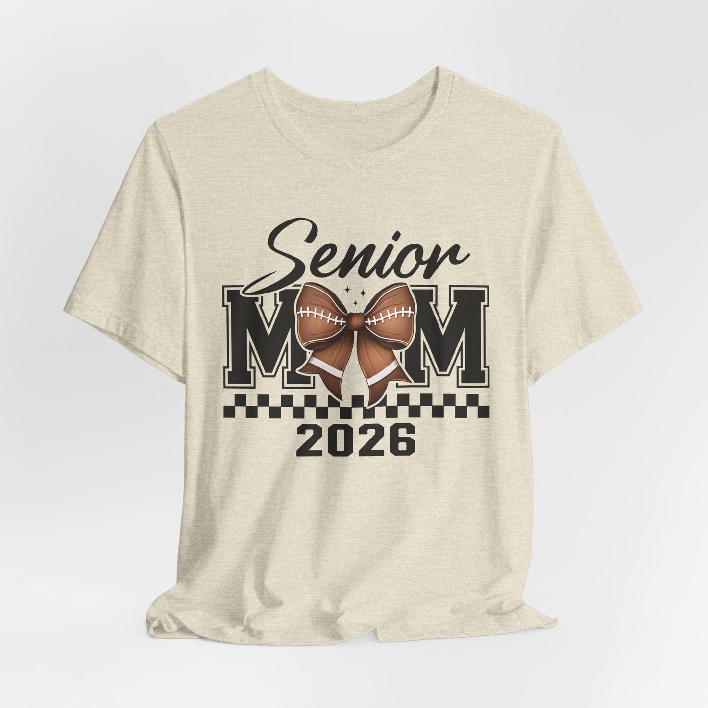 Senior Mom 2026 Football Tee, Unisex Jersey Short Sleeve Tee