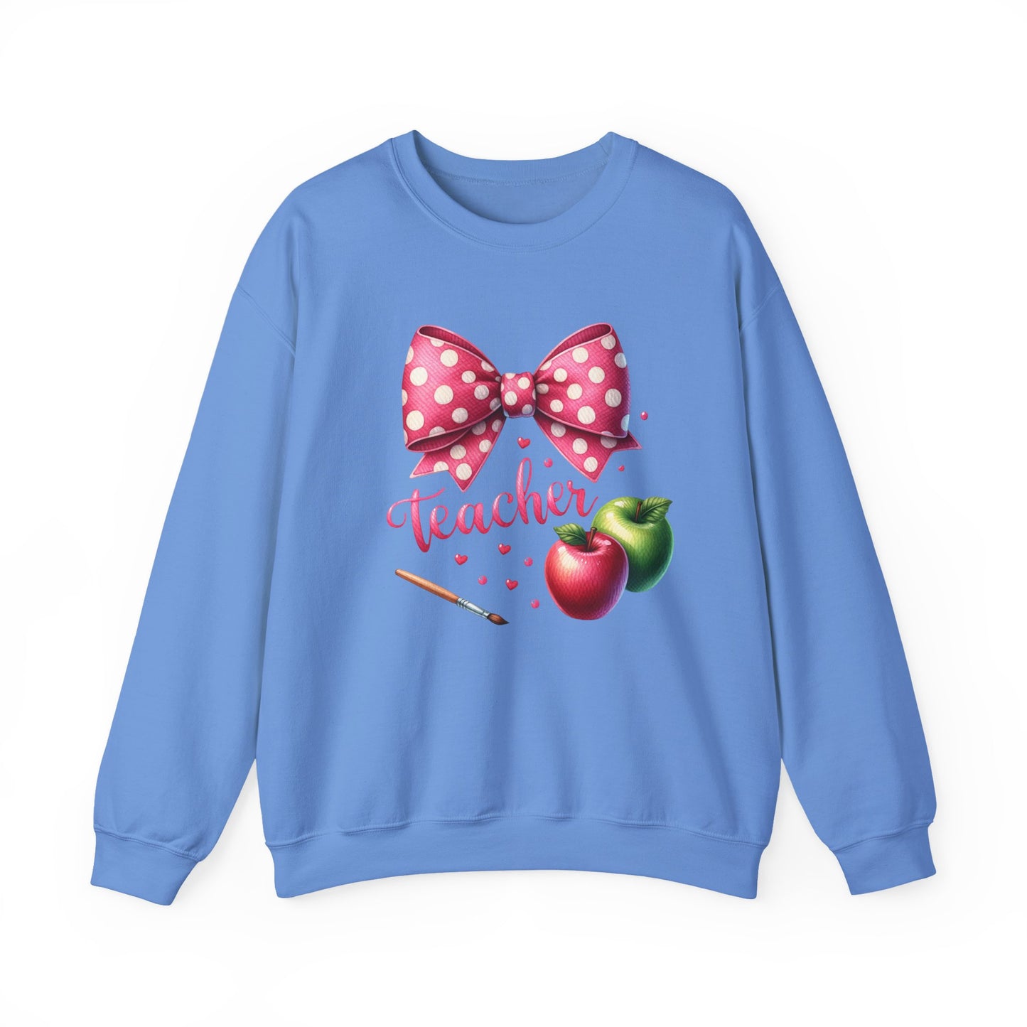 Teacher Polka Dot Bow Gildan Crewneck Sweatshirt