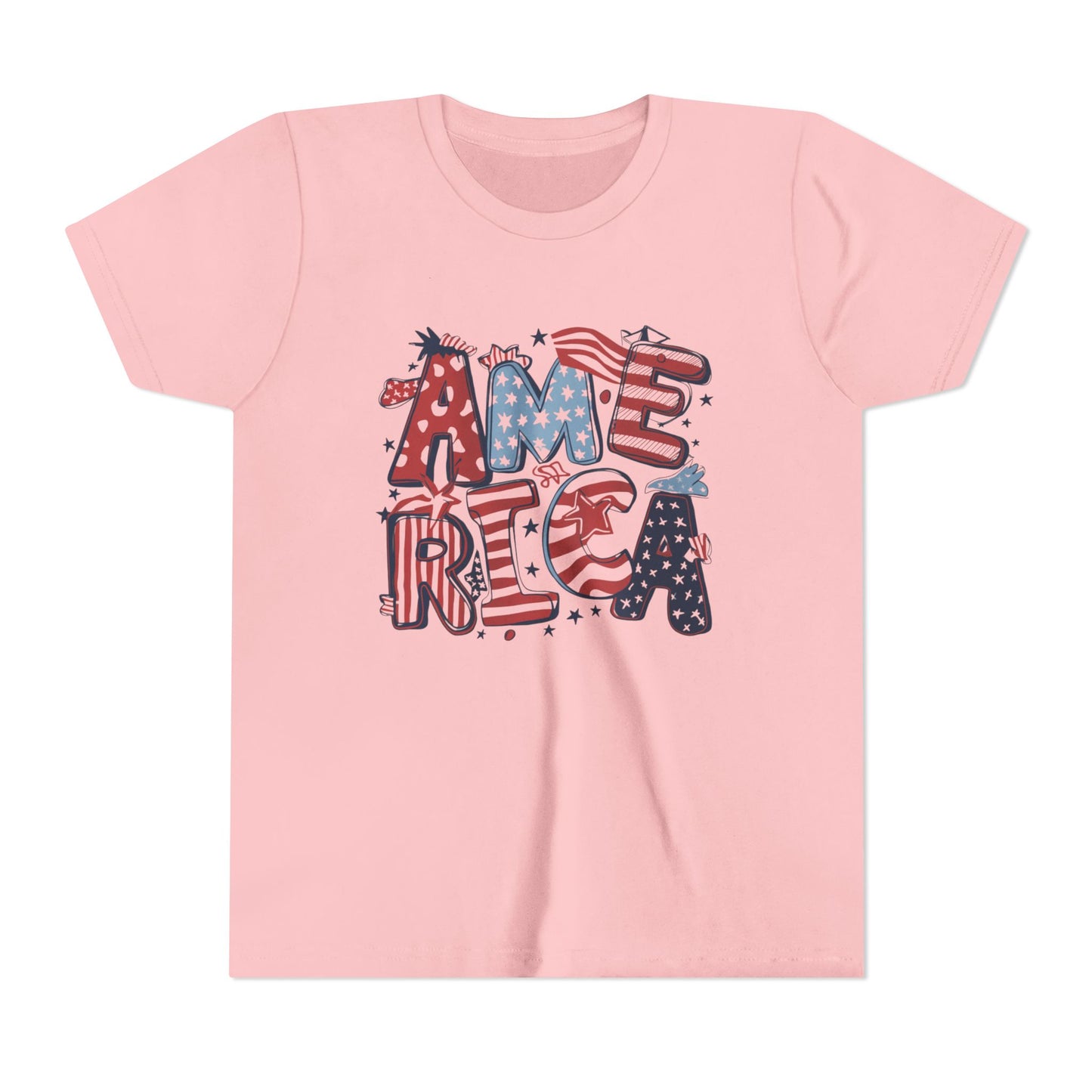 Patriotic Youth Short Sleeve Tee - America Design for 4th of July & Celebrations