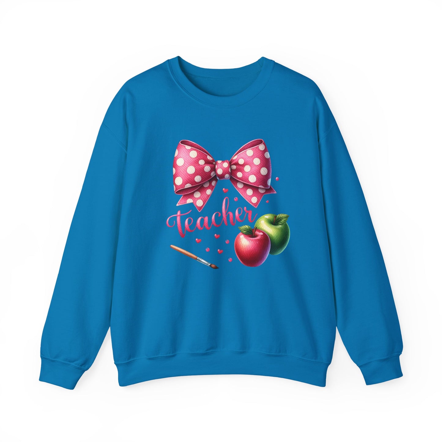 Teacher Polka Dot Bow Gildan Crewneck Sweatshirt
