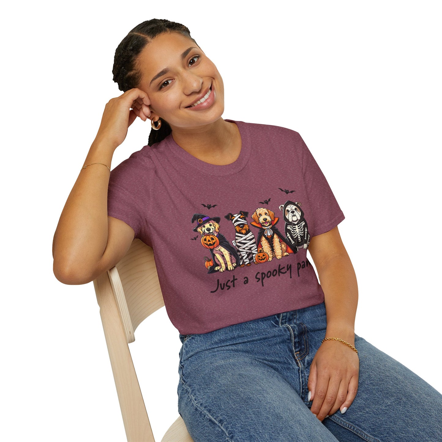 Halloween Dog T-Shirt, Spooky Paw Gildan Softstyle Shirt