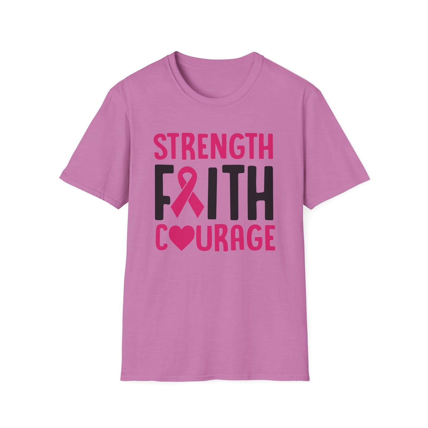 Faith Strength Courage- Cancer - Gildan Softstyle Tshirt