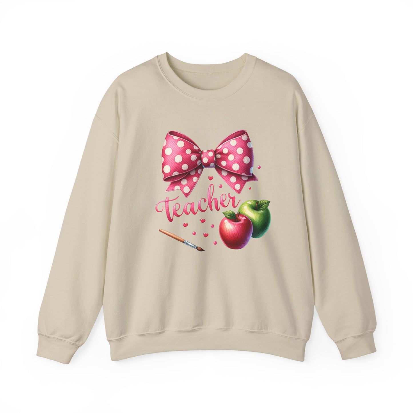 Teacher Polka Dot Bow Gildan Crewneck Sweatshirt